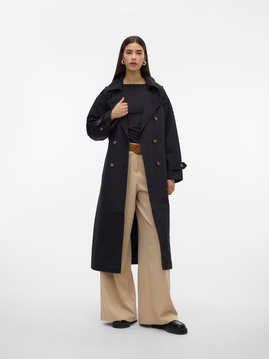 Thumbnail - Vero Moda Trenchcoat "VMCHLOE LONG TRENCHCOAT GA NOOS" Zweireiher mit Bindegürtel
