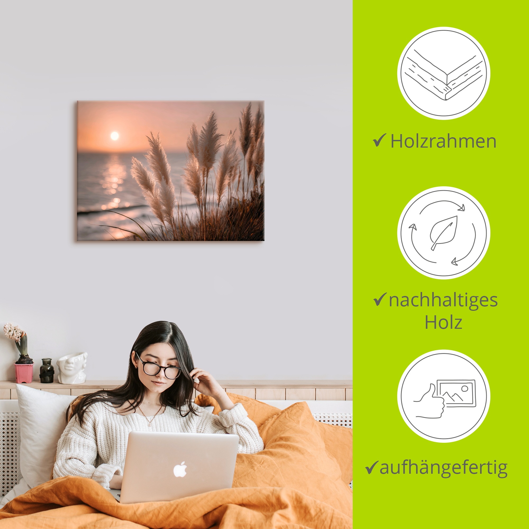 Wandbild ARTLAND "Küstenträume im Abendwind", farbe bild(er): naturfarben, B:120cm H:90cm, Bilder, als Alubild, Leinwandbild, Poster, Wandaufkleber in verschied. Größen 2
