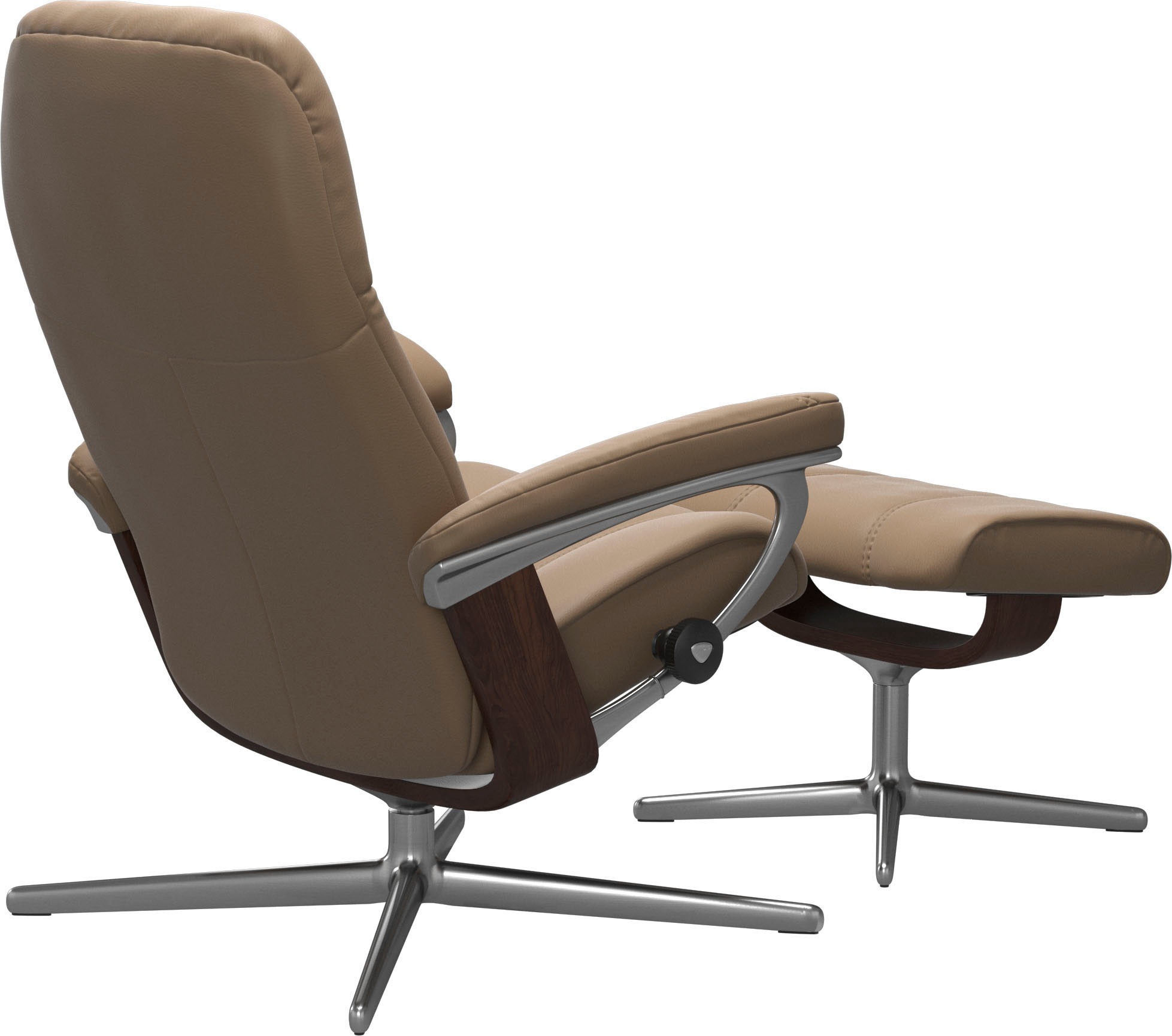 Stressless® Relaxsessel »Consul«, (Set, Relaxsessel mit Hocker), mit Hocker, mit Cross Base, Größe S, M & L, Holzakzent Braun