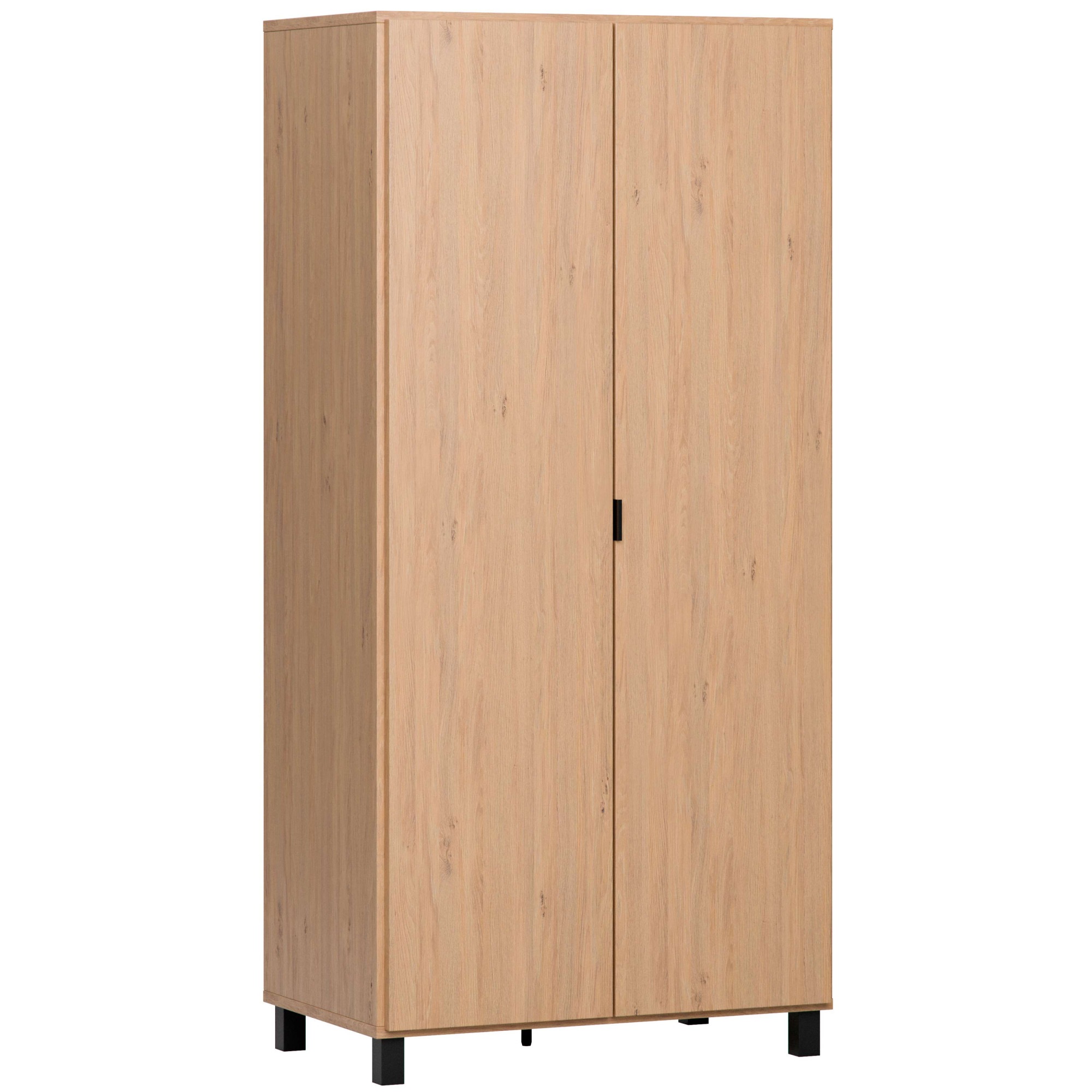 VOX Kleiderschrank »SIMPLE , Wäscheschrank mit 5 Einlegeböden und 2 Kleiderstangen« B/H/T ca. 93/186/57cm,  mit 2 Drehtüren und schwarzen Griffen, Maße B/T/H: 92,5/57/189,5 cm