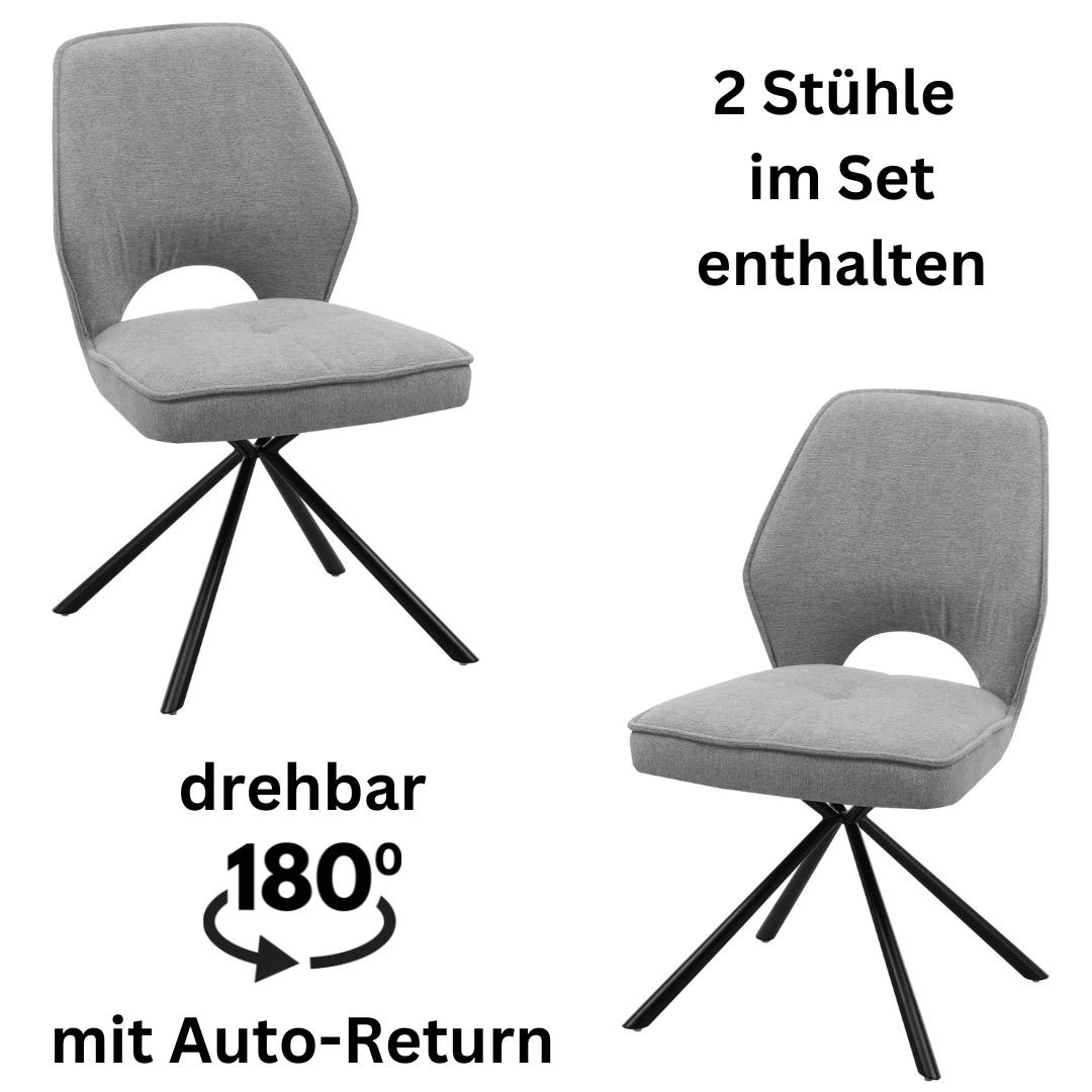 Stolkom Polsterstuhl "Nele", (Set), 2 St., Stoffbezug, 180 grad drehbar mit günstig online kaufen