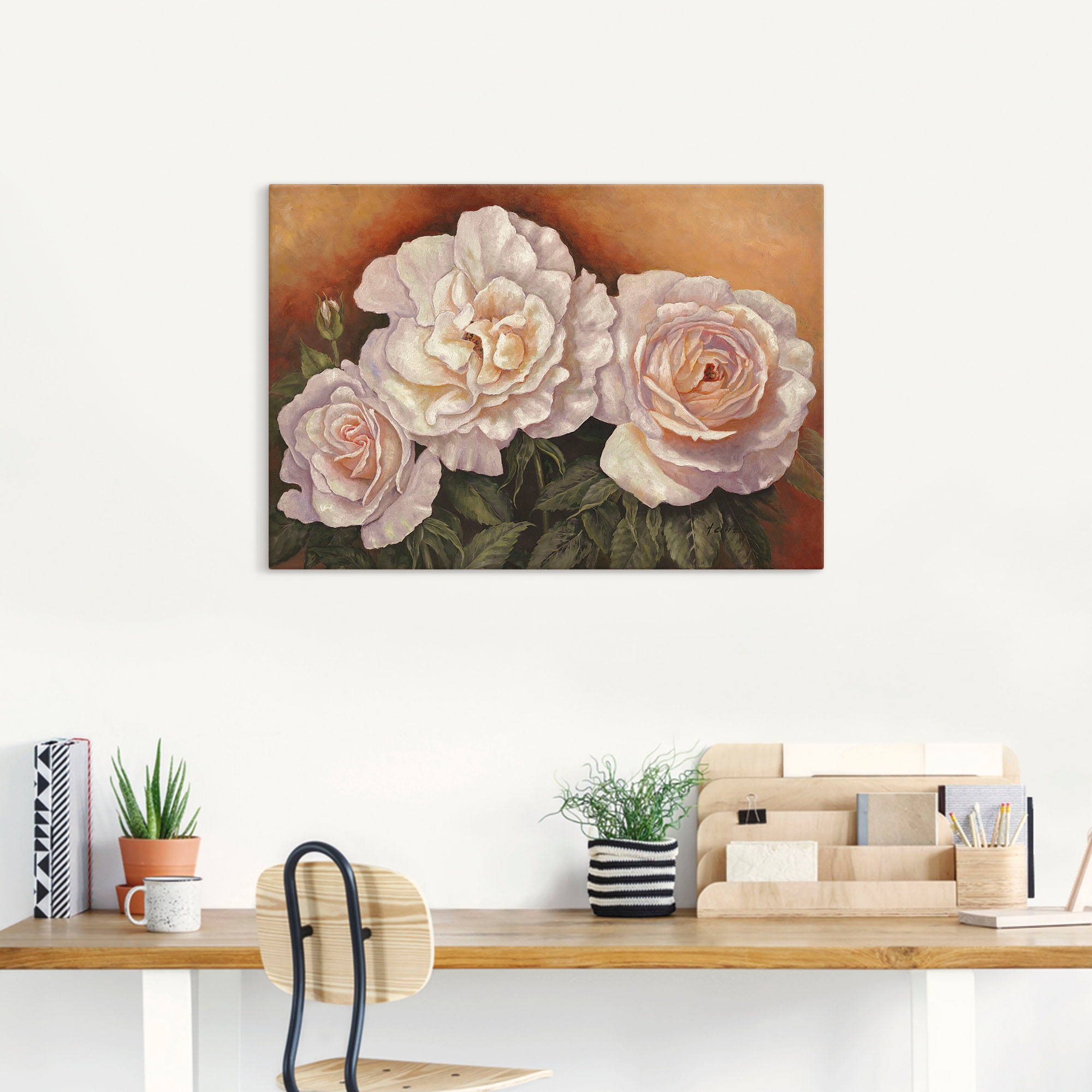 Artland "Wildrosen" Blumen 1 Stk. tlg. auf Holzrahmen gespannt günstig online kaufen