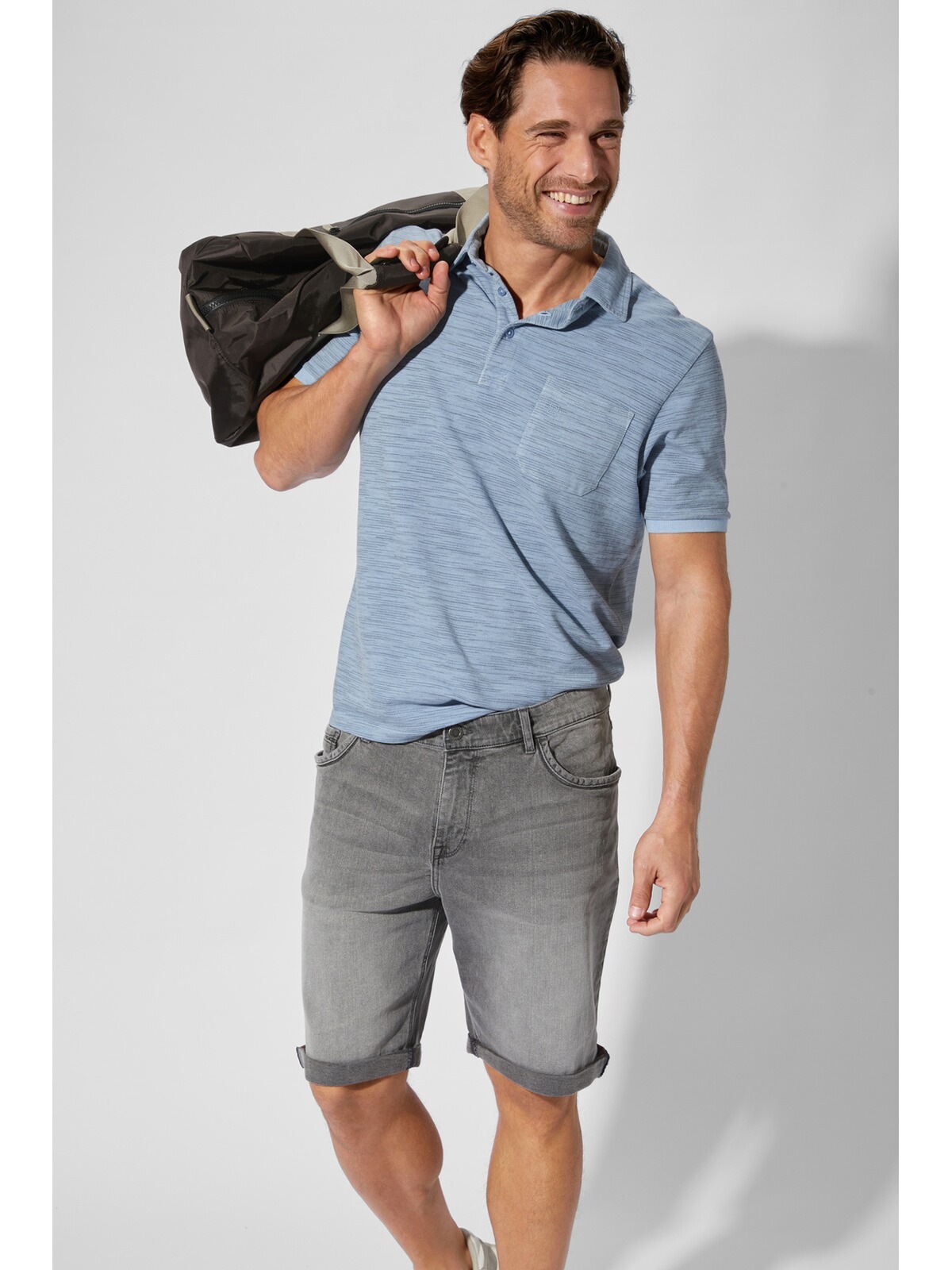 Poloshirt BABISTA "Poloshirt KORLIN", Herren, Gr. 4XL, blau (blau melange), Obermaterial: 85% Baumwolle CO. 15% Polyester COOLMAX PES(Coolmax)., Shirts 3