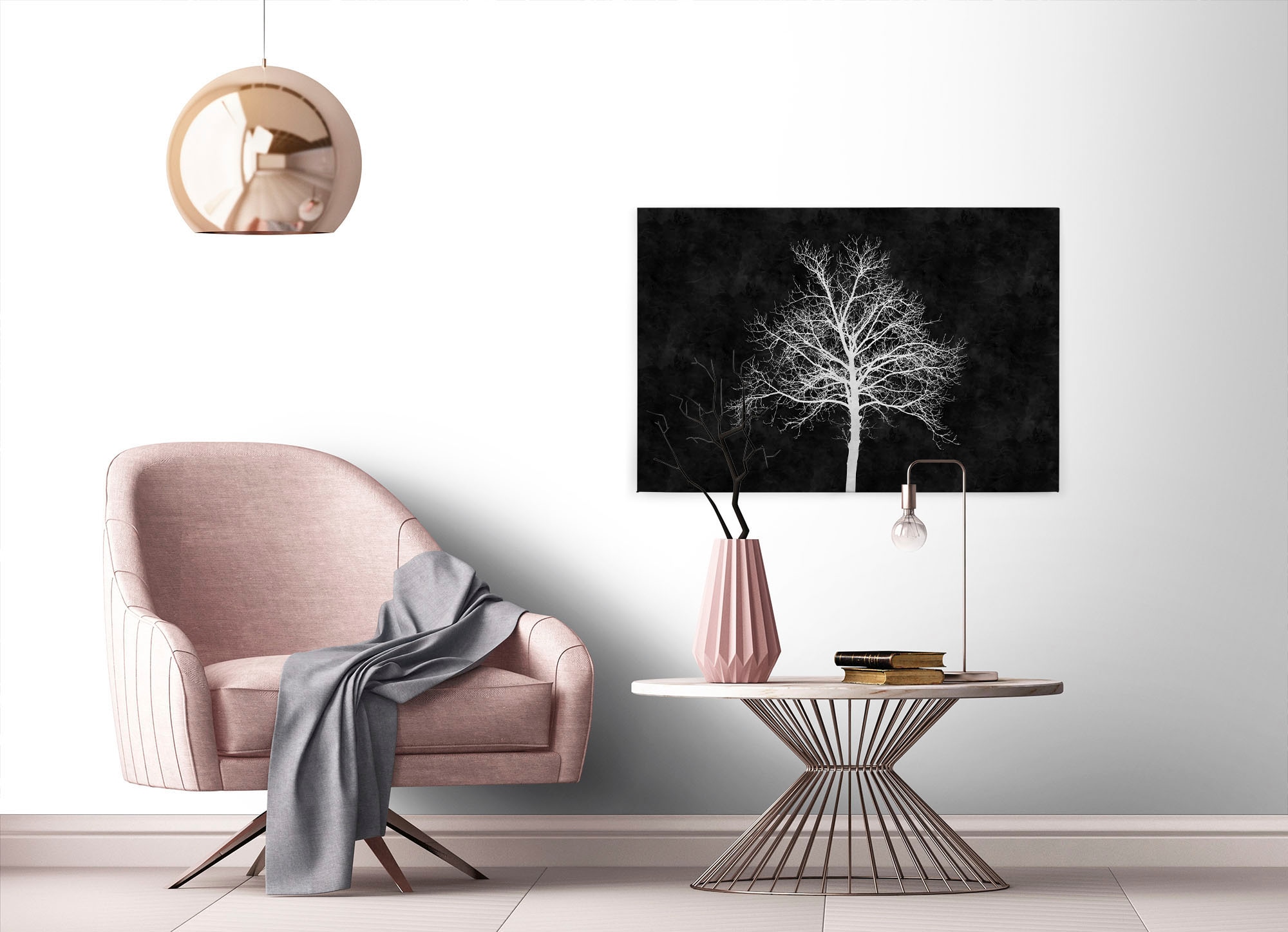 A.S. Création Leinwandbild »blackboard«, Kunst-Gemälde-Kinder, (1 St.), Schwarz-Weiß Baum Keilrahmen Tafel Leinwand-Bild Wohnzimmer modern
