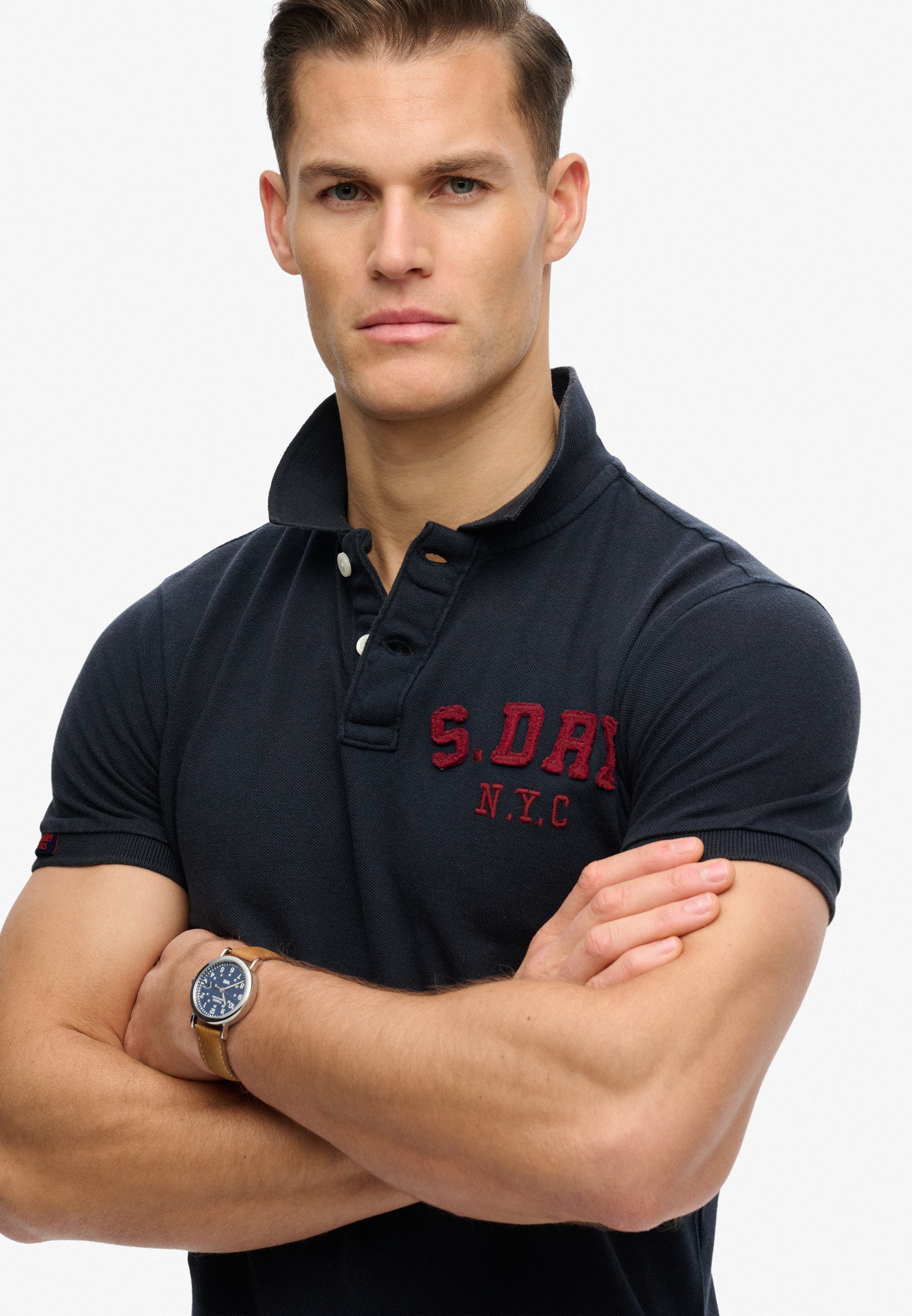 Superdry Vintage Athletic Polo Shirt Navy L 3