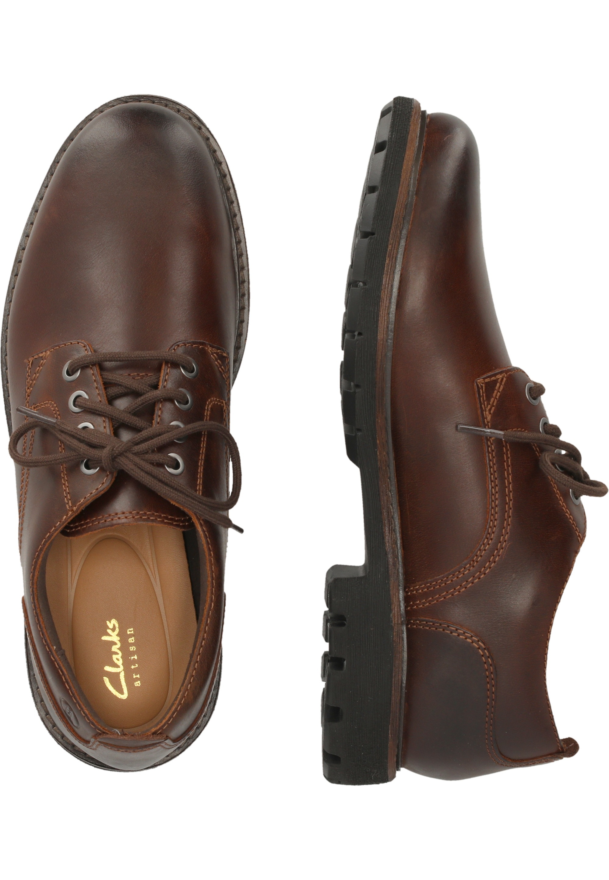 Clarks pour homme. 26173436 Chaussures en cuir Batcombe Tie marron (46), Plat, Lacets, Casuel 3