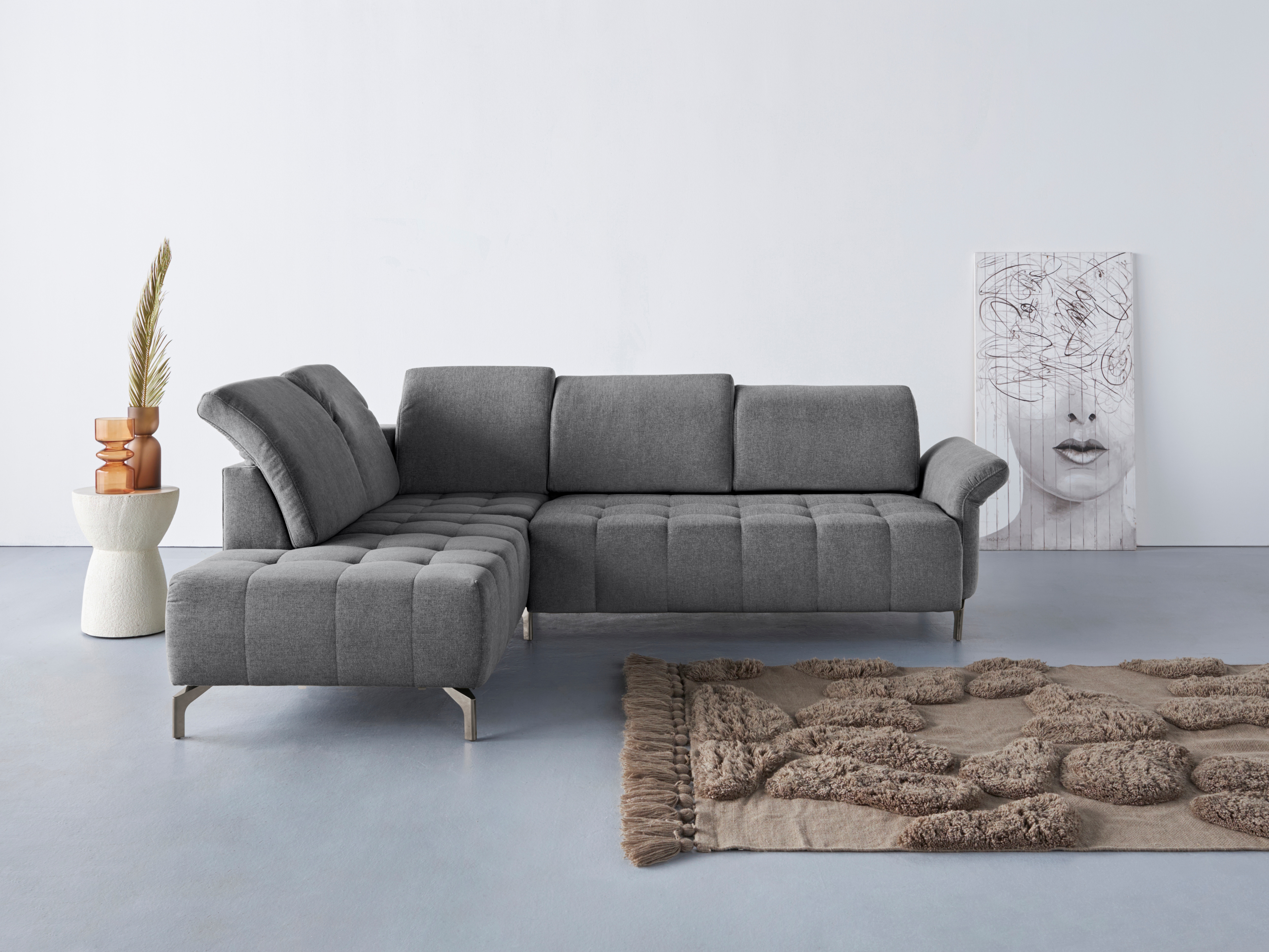 OTTO home Ecksofa "Fresh L-Form" Federkern, wahlweise Kopfteilverstellung und motorischer Vorziehsitz