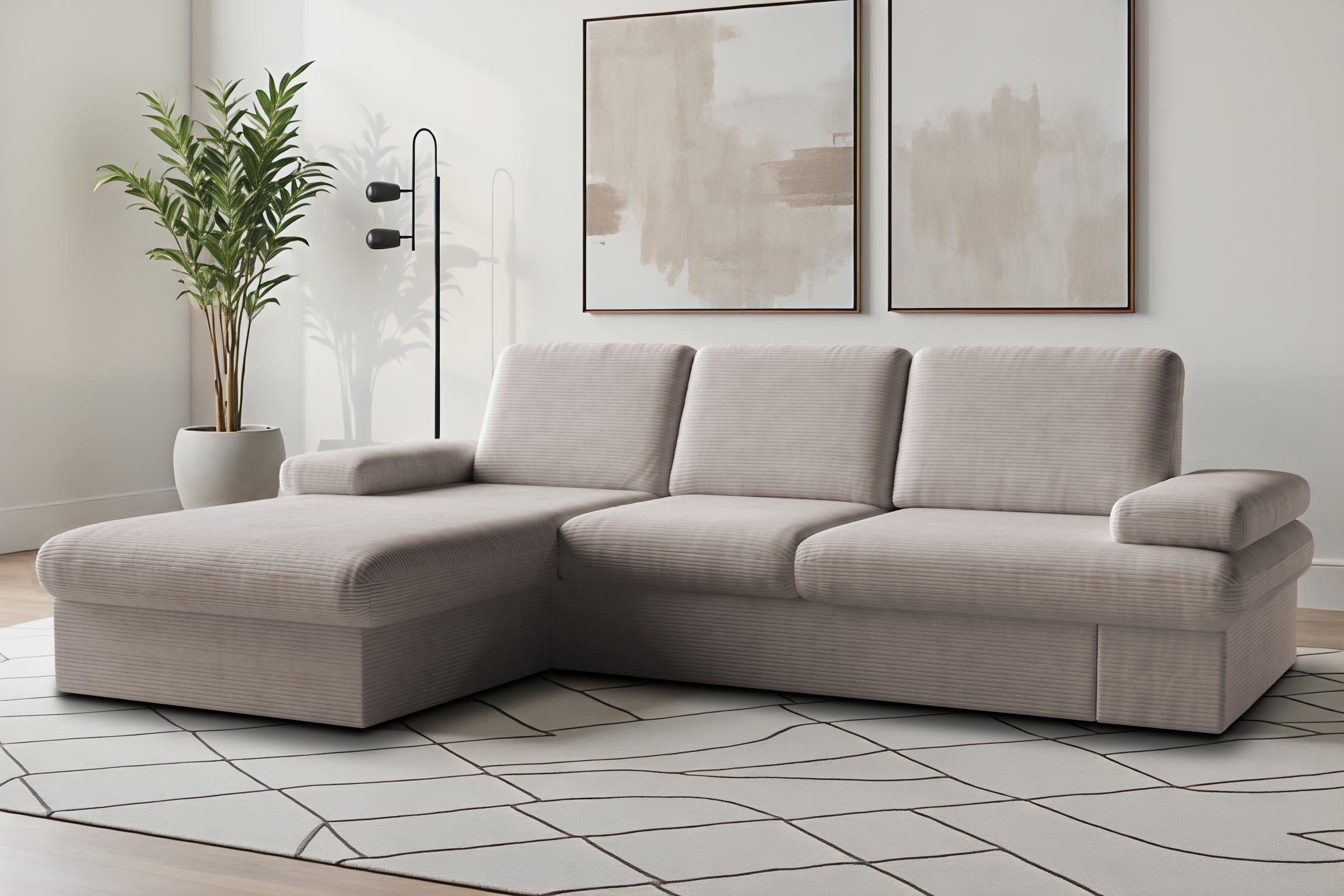sit&more Ecksofa "Moreno L-Form, B: 247 cm" mit Armteilverstellung, optional Schlaffunktion