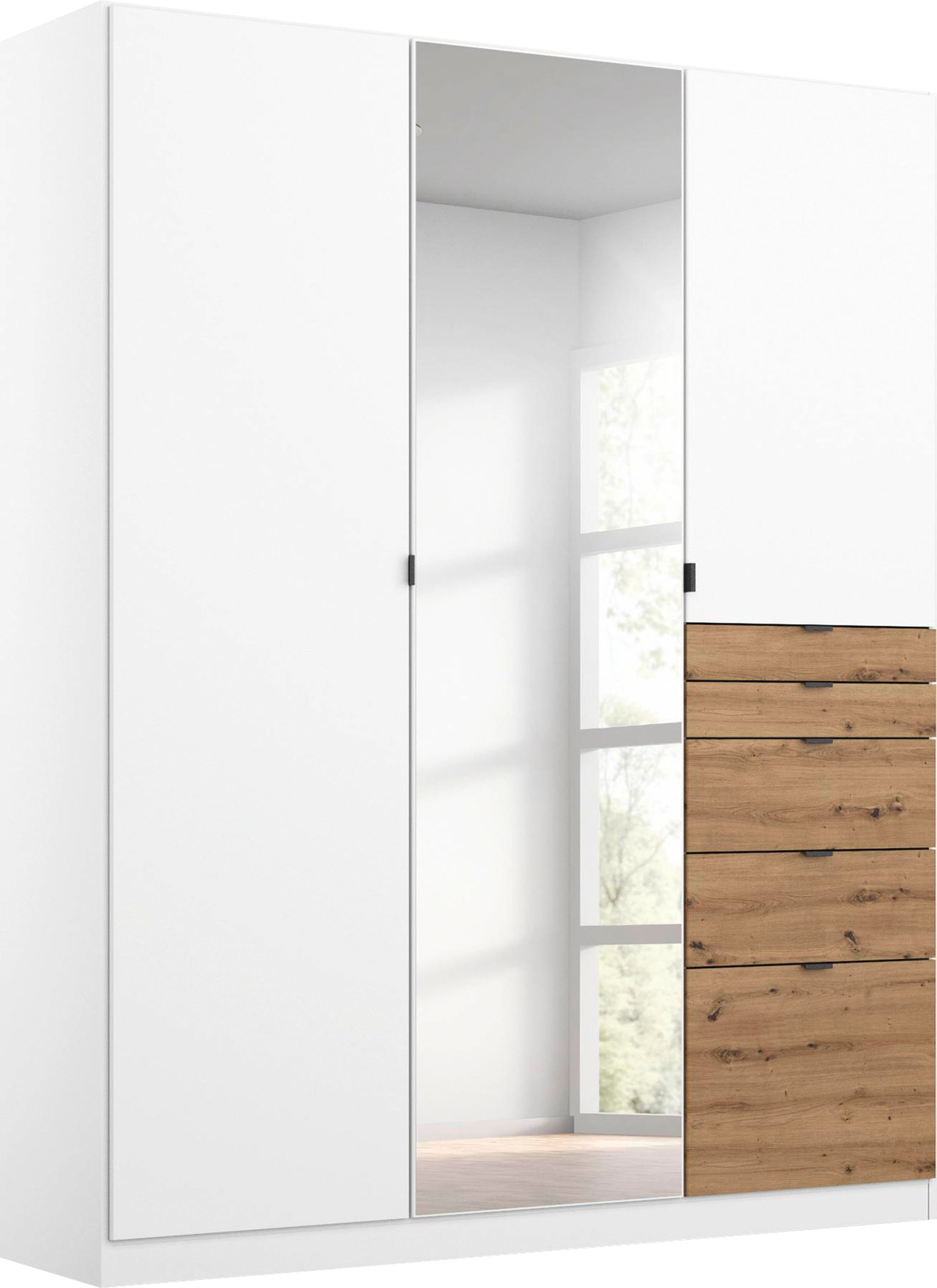 rauch "Kleiderschrank Schrank Garderobe Wäscheschrank Ankleide ONTARIO" Breiten 136/181 cm, mit 5 Schubladen in unterschiedlichen Größen MADE IN GERMANY