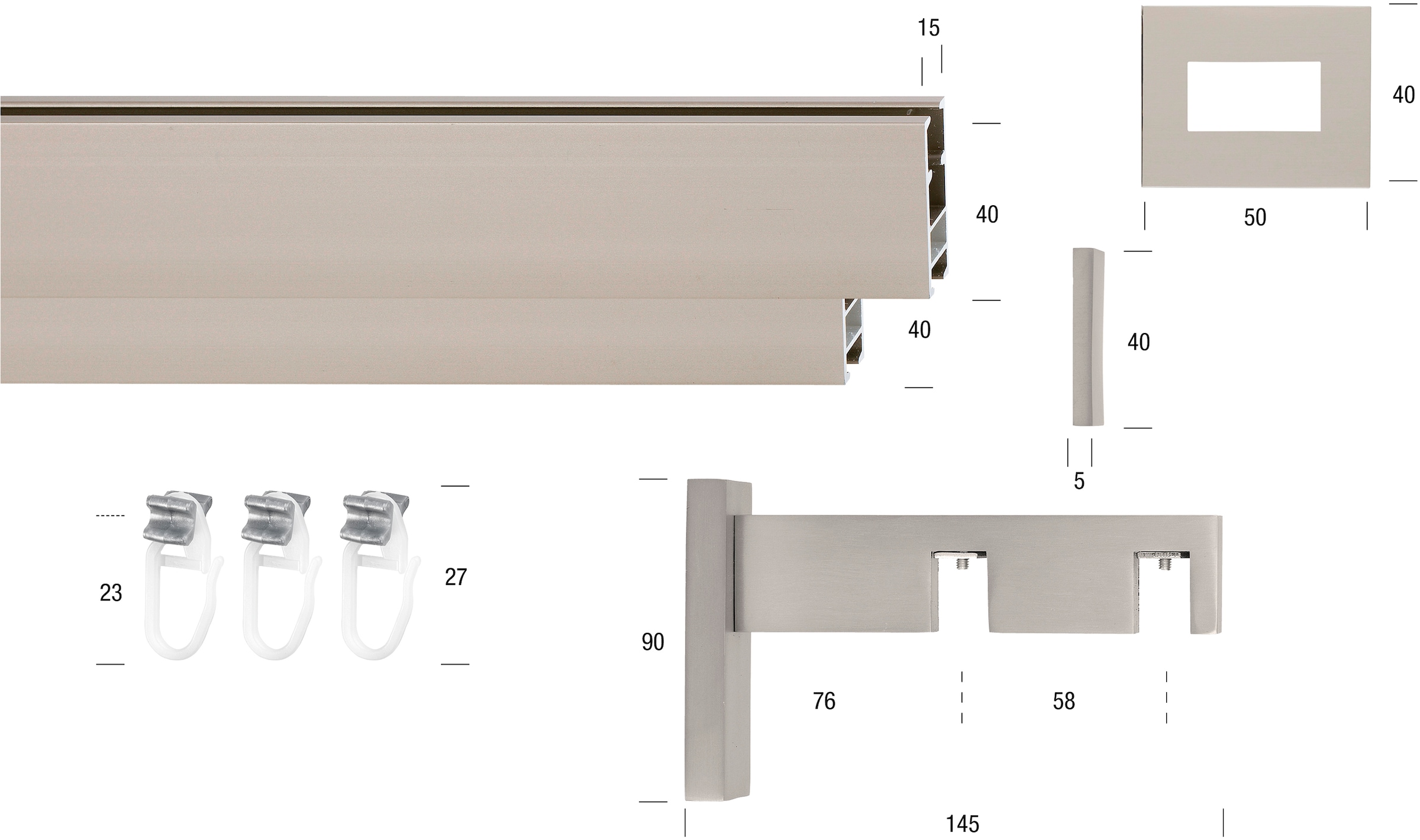 GARESA Gardinenstange »FLAT«, 2 läufig-läufig, Wunschmaßlänge, Rechteckprofil, Wandmontage, perfekter Lauf, modern, verlängerbar