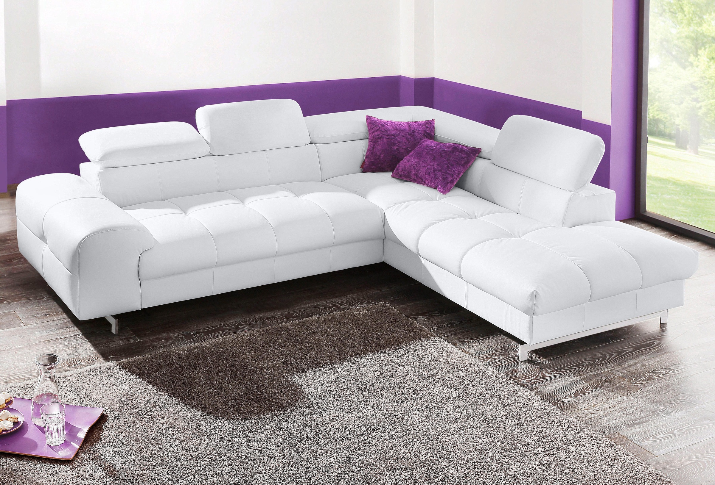 COTTA Ecksofa »Chef L-Form«, mit Kopfteilverstellung, edle Metallkufen, wahlweise mit Bettfunktion