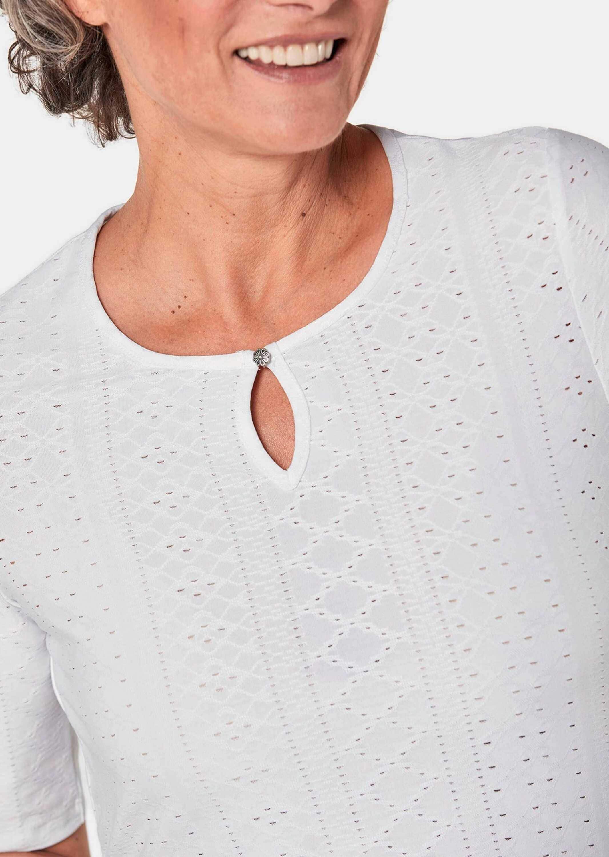 GOLDNER Kurzarmshirt »Kurzgröße Feminines Spitzenshirt«