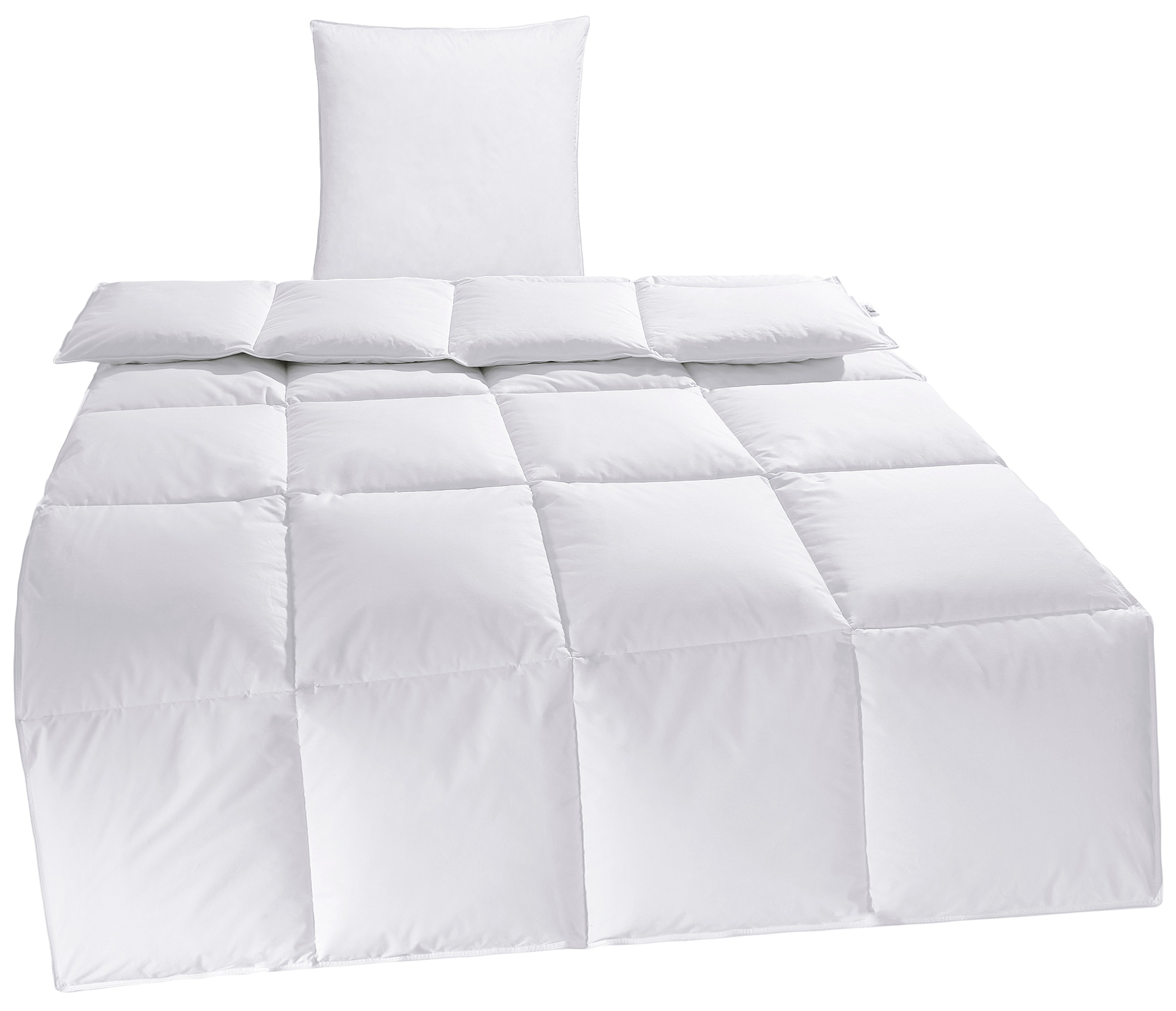 my home Daunenbettdecke + Kopfkissen »Cyra Set, Bettdecke 135x200 & 155x220 cm mit Kissen 80x80 cm«, (Spar-Set), Set, wo besonders auf artgerechte Haltung der Tiere geachtet wird