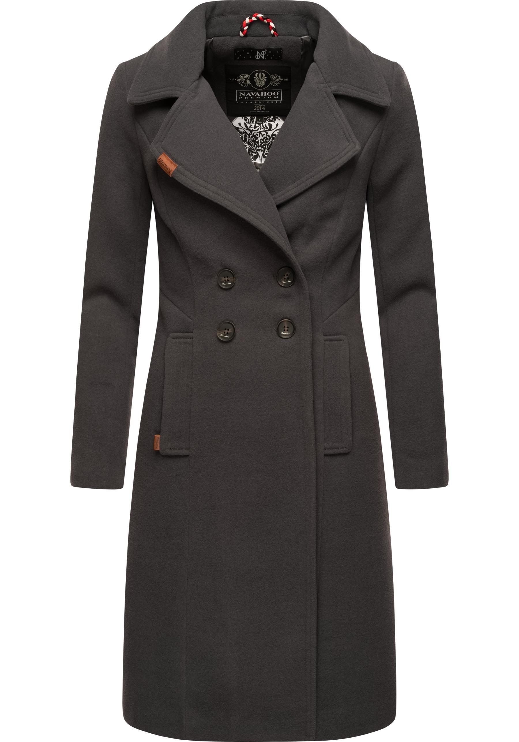 Navahoo Wintermantel "Wooly", edler Damen Trenchcoat in Wollmantel-Optik