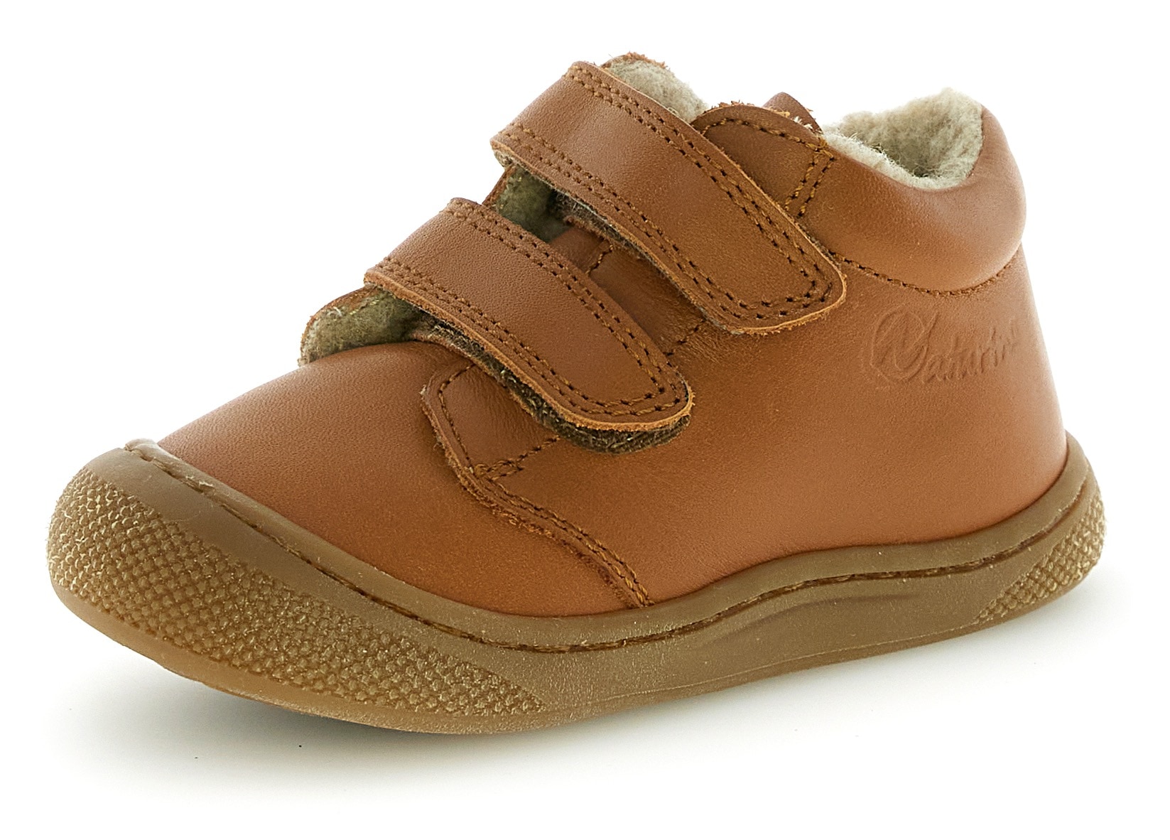 NATURINO Baby Lauflernschuh "Cocoon Wide", Gr. 23braun, Nappaleder, Schuhe, Babyschuh, Klettschuh mit Wollfutter, Größenschablone zum Download