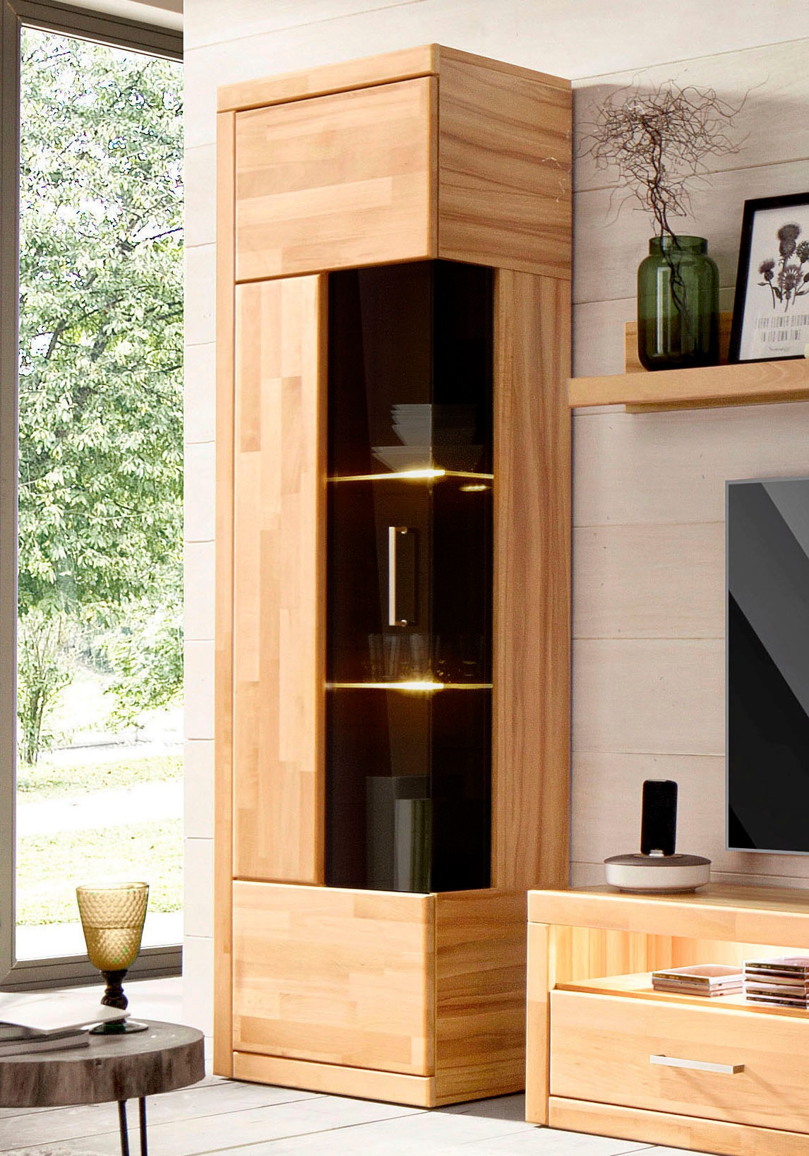 Home affaire Vitrine "Ribe,180cm hoch,5 Fächer,2 Glasböden variabel einsetz günstig online kaufen