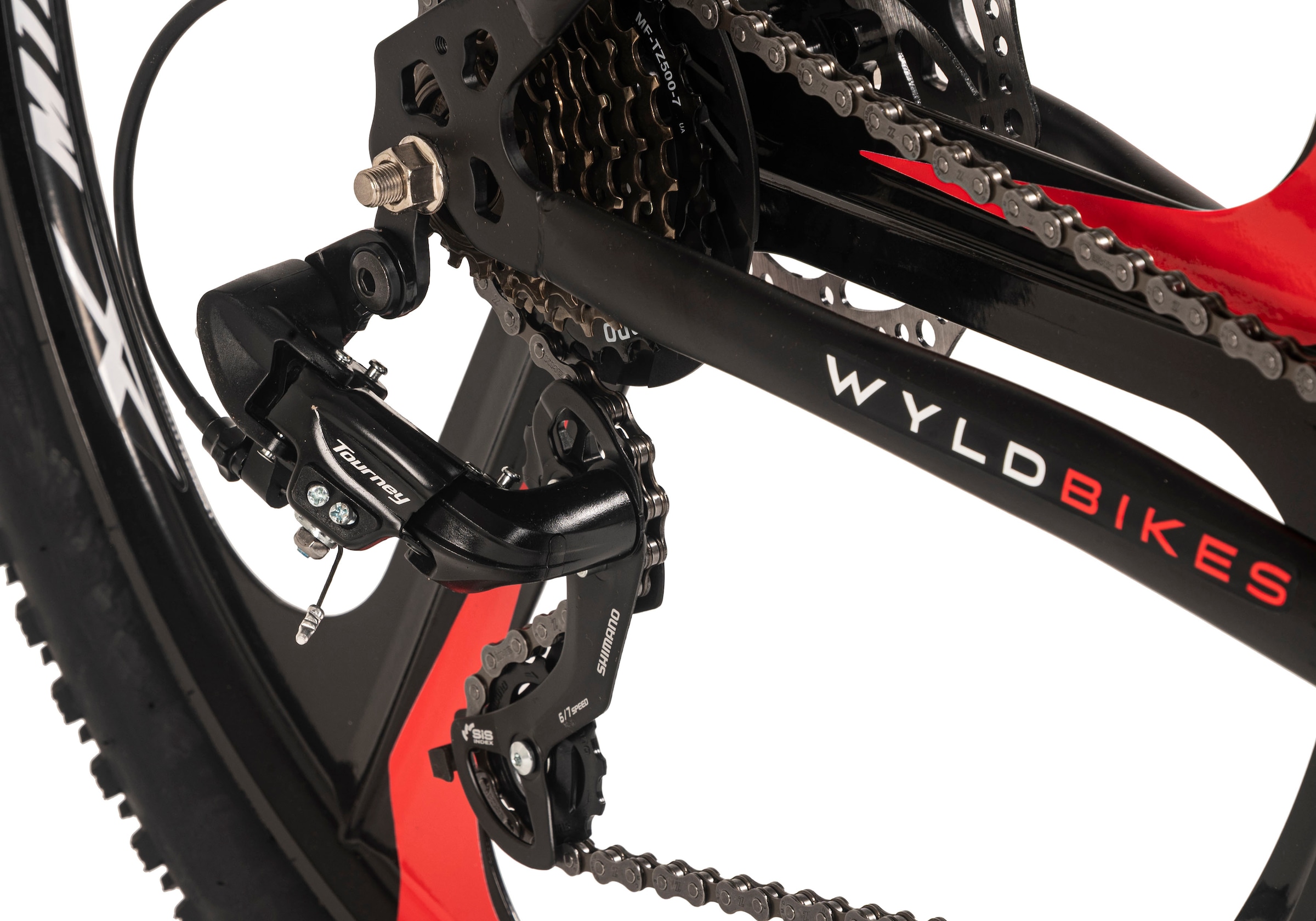 WYLD Mountainbike »Mountainbike Hardtail 26'' Sharp Schwarz-Rot 21 Gänge RH 46 bzw. 51cm«, 21 Gang, Kettenschaltung