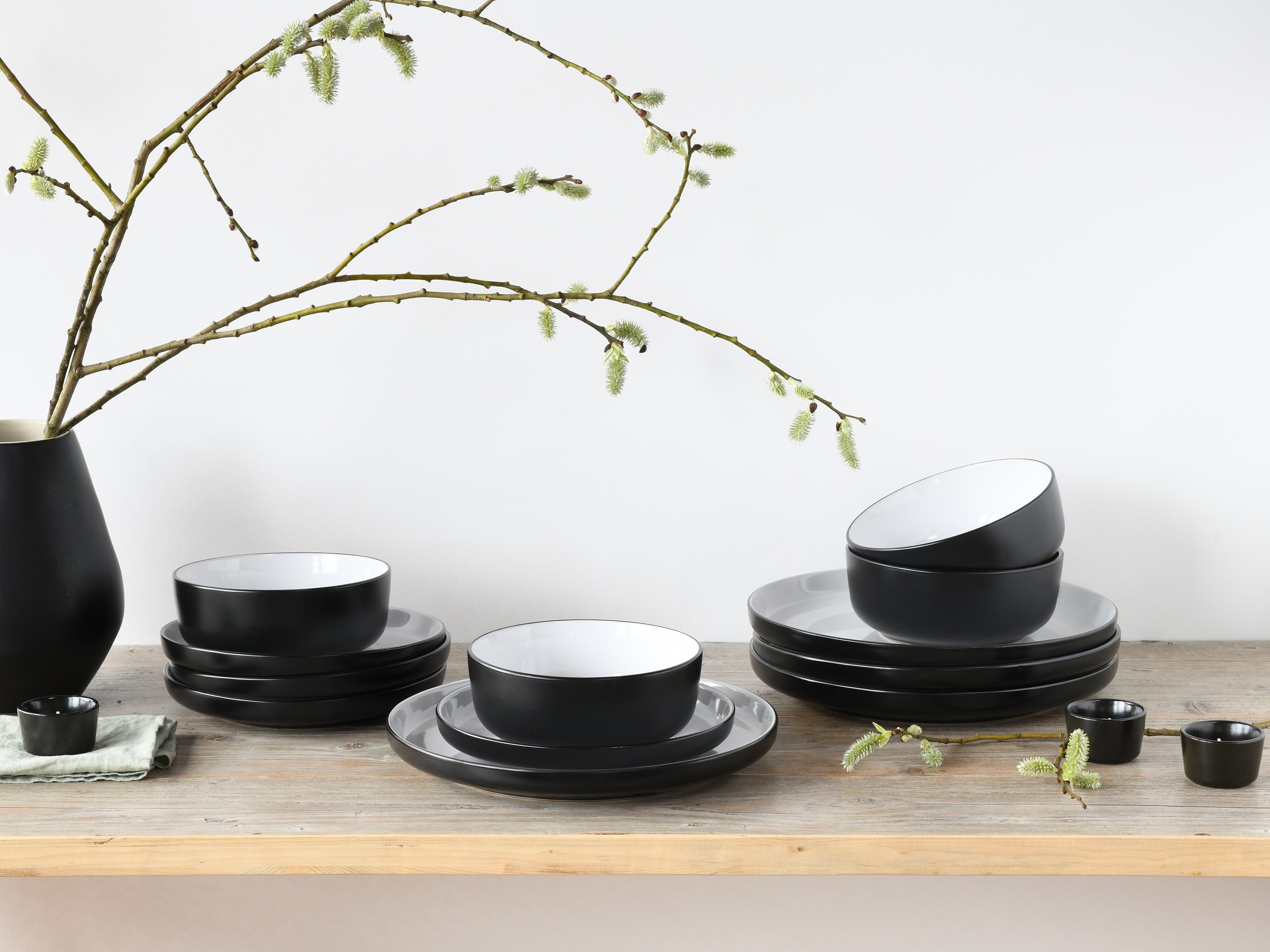 CreaTable Teller-Set »Nordic Cool Black, Tellerset 12-tlg«, (Set, 12 tlg.), Scandi-Style