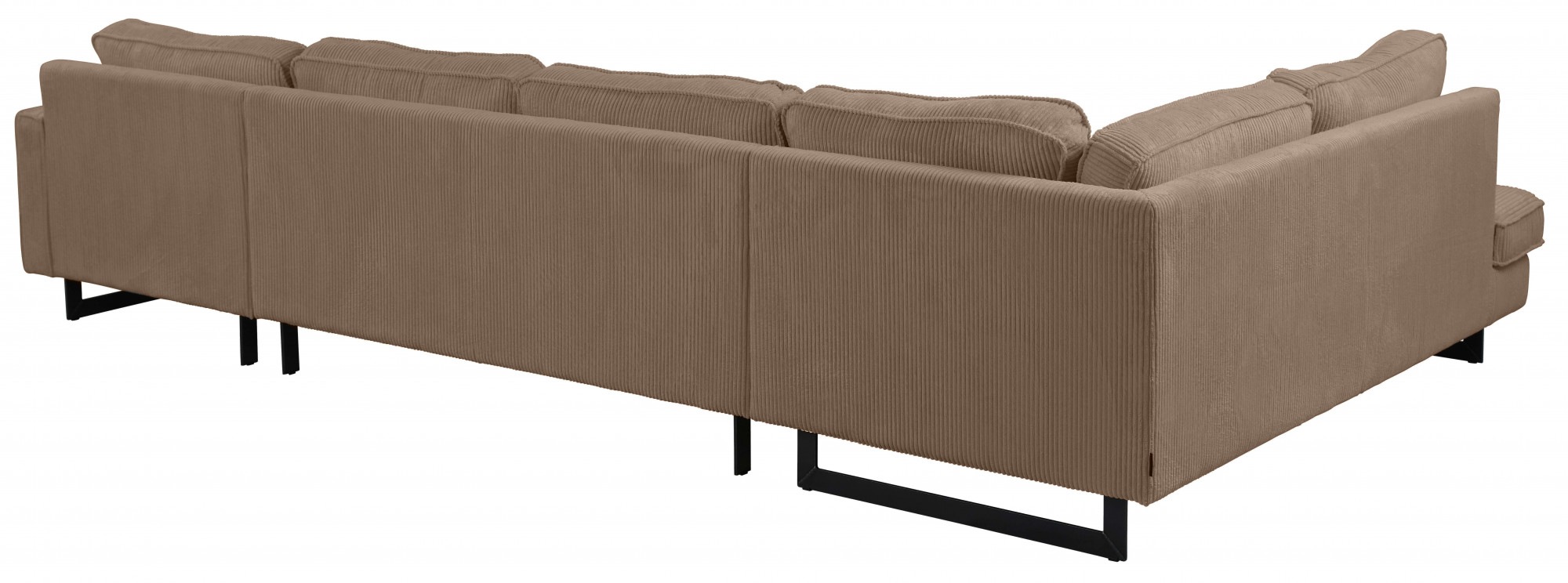 Places of Style Wohnlandschaft »Pinto, 350 cm, U-Form, XXL, mit Ottomanen«, Cord, Chenille, Lederoptik, mit Keder, Metallfüße, Wellenunterfederung