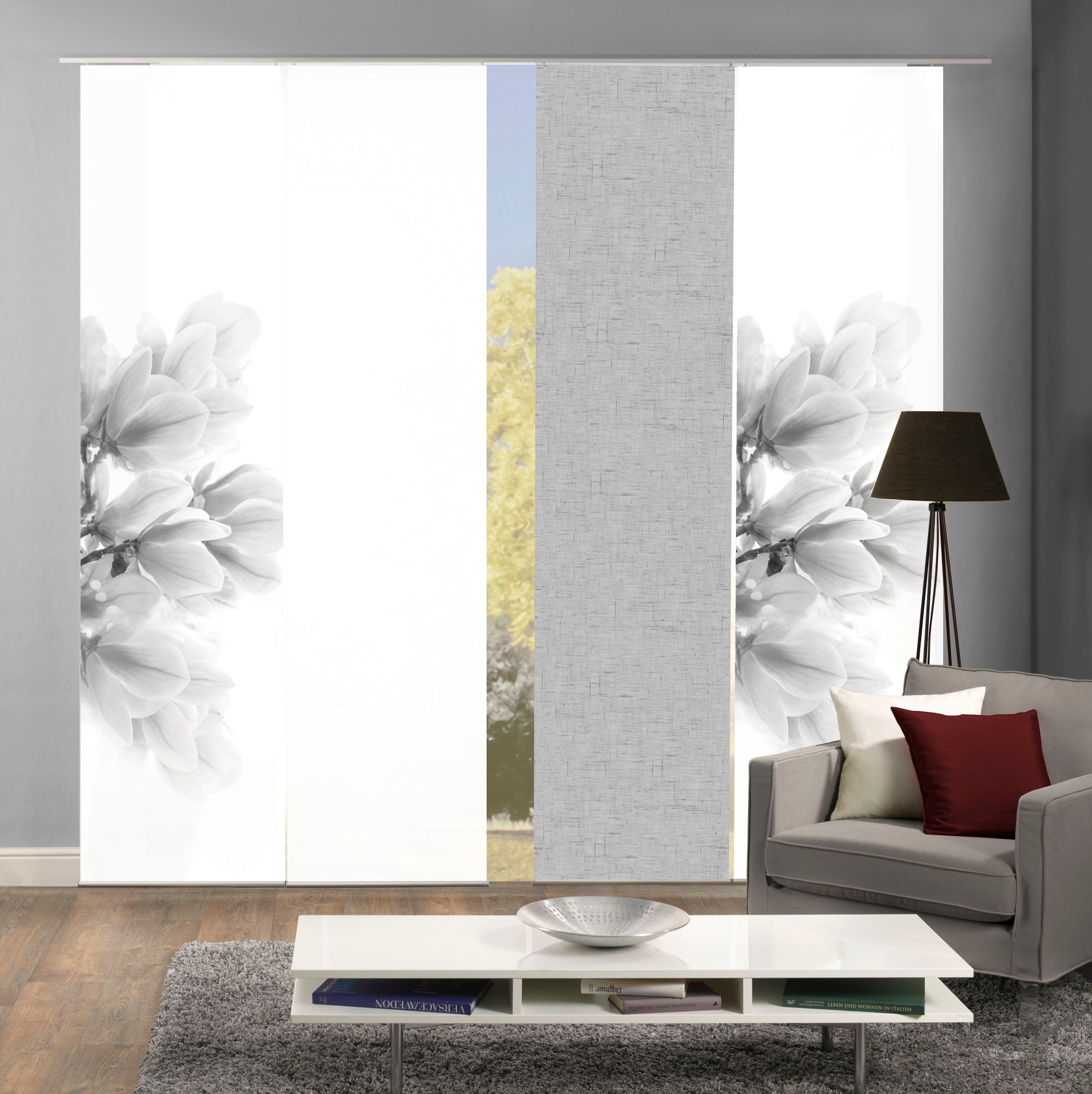 HOME WOHNIDEEN Schiebegardine "KESSI 4er SET" Paneelwagen 4 Stk. tlg. Schie günstig online kaufen