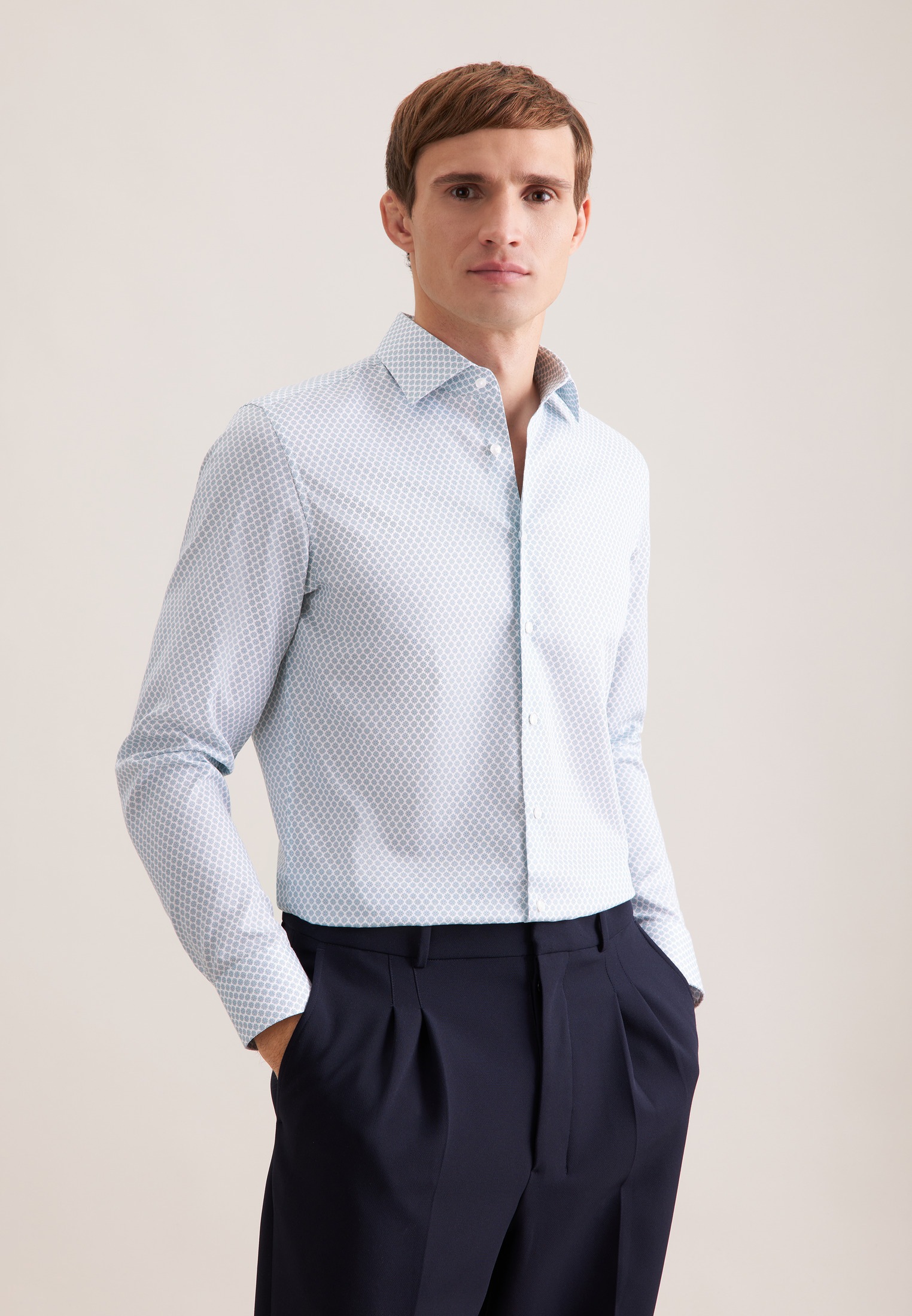 seidensticker Businesshemd "Schwarze Rose" Slim 1/1 Kentkragen Druck günstig online kaufen