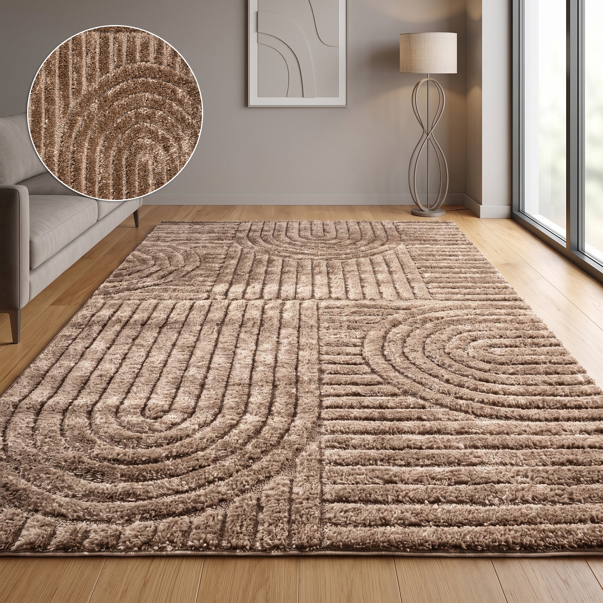 OTTO home Teppich "Jonne, Boho-Design, Scandi, Designteppich" rechteckig 20 mm Höhe Hoch-Tief, 3D Optik, skandinavischer Stil, Wohnzimmer, Schlafzimmer