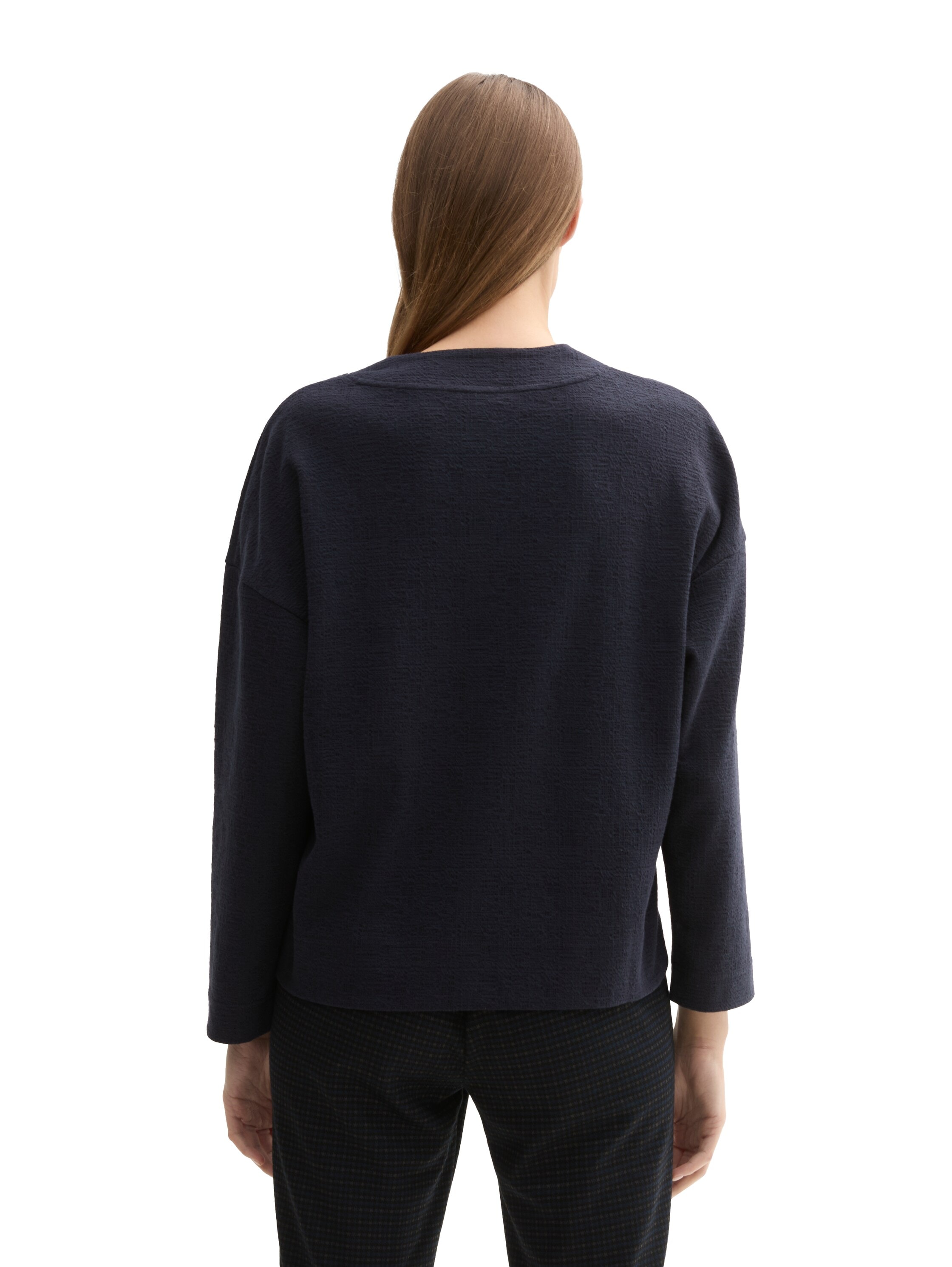TOM TAILOR Sweatshirt, mit Struktur und V-Ausschnitt