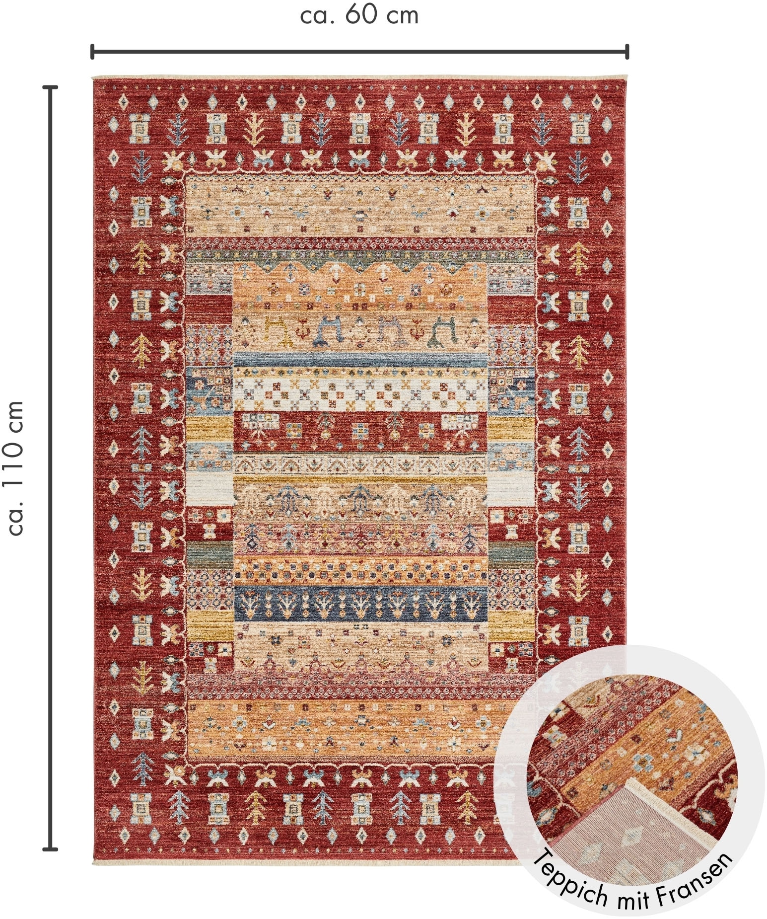 LUXOR living Teppich »Rocco« rechteckig 11 mm Höhe Vintage-Look, verschiedene Designs, mit Fransen, Wohnzimmer