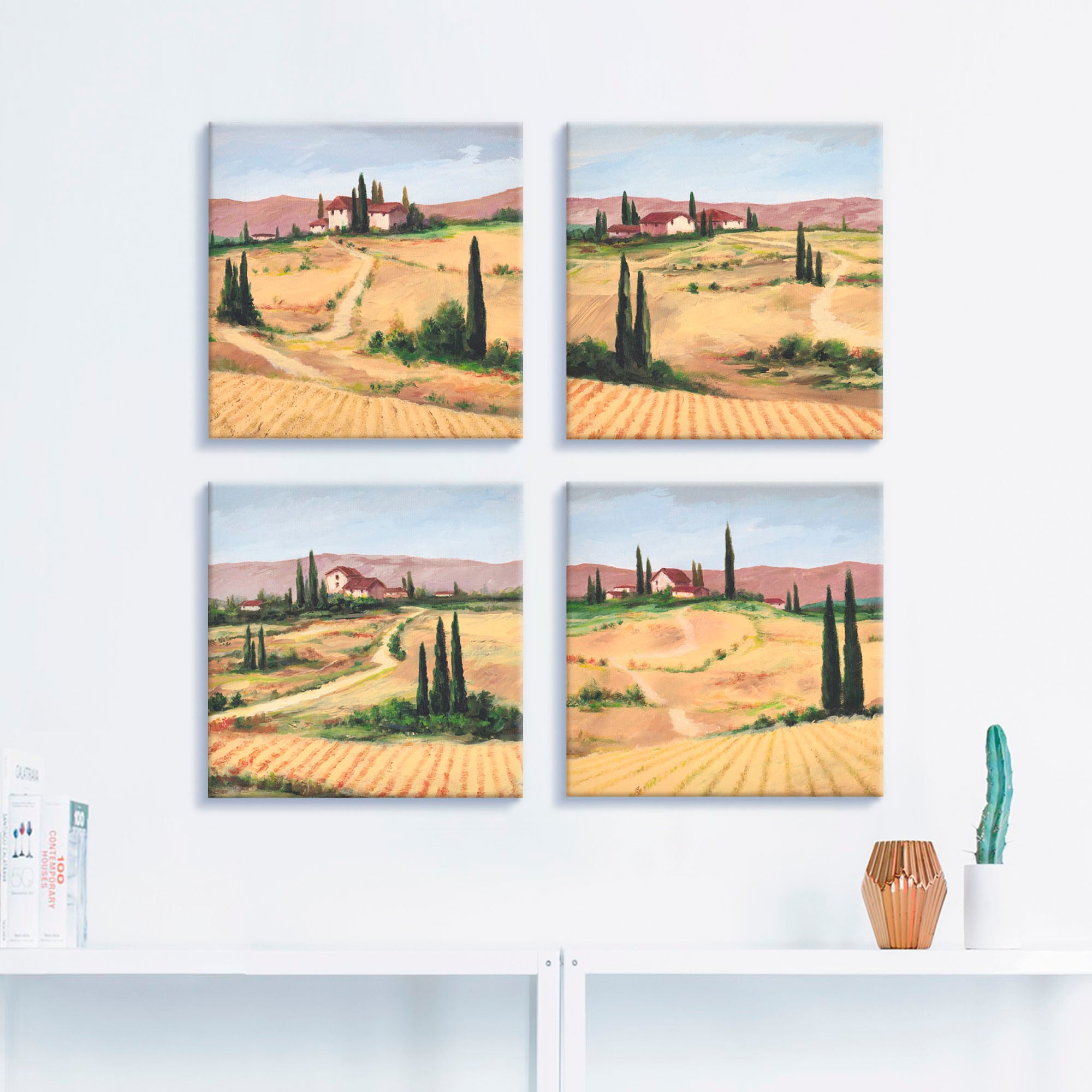 Artland Leinwandbild »Die toskanische Landschaften«, Europa, (4 St.), 4er Set, verschiedene Größen