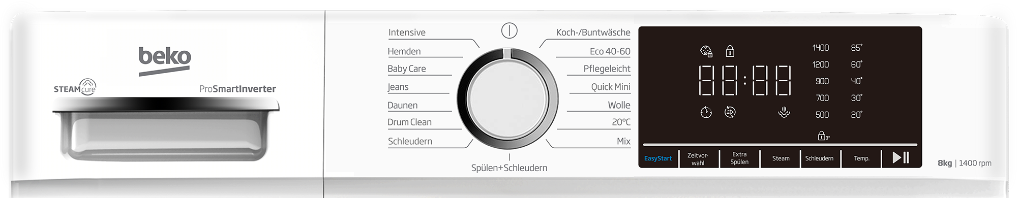 BEKO Waschmaschine »WMOFE841« 8 kg 1400 U/min SteamCure-Dampffunktion für schonende Pflege und Frische