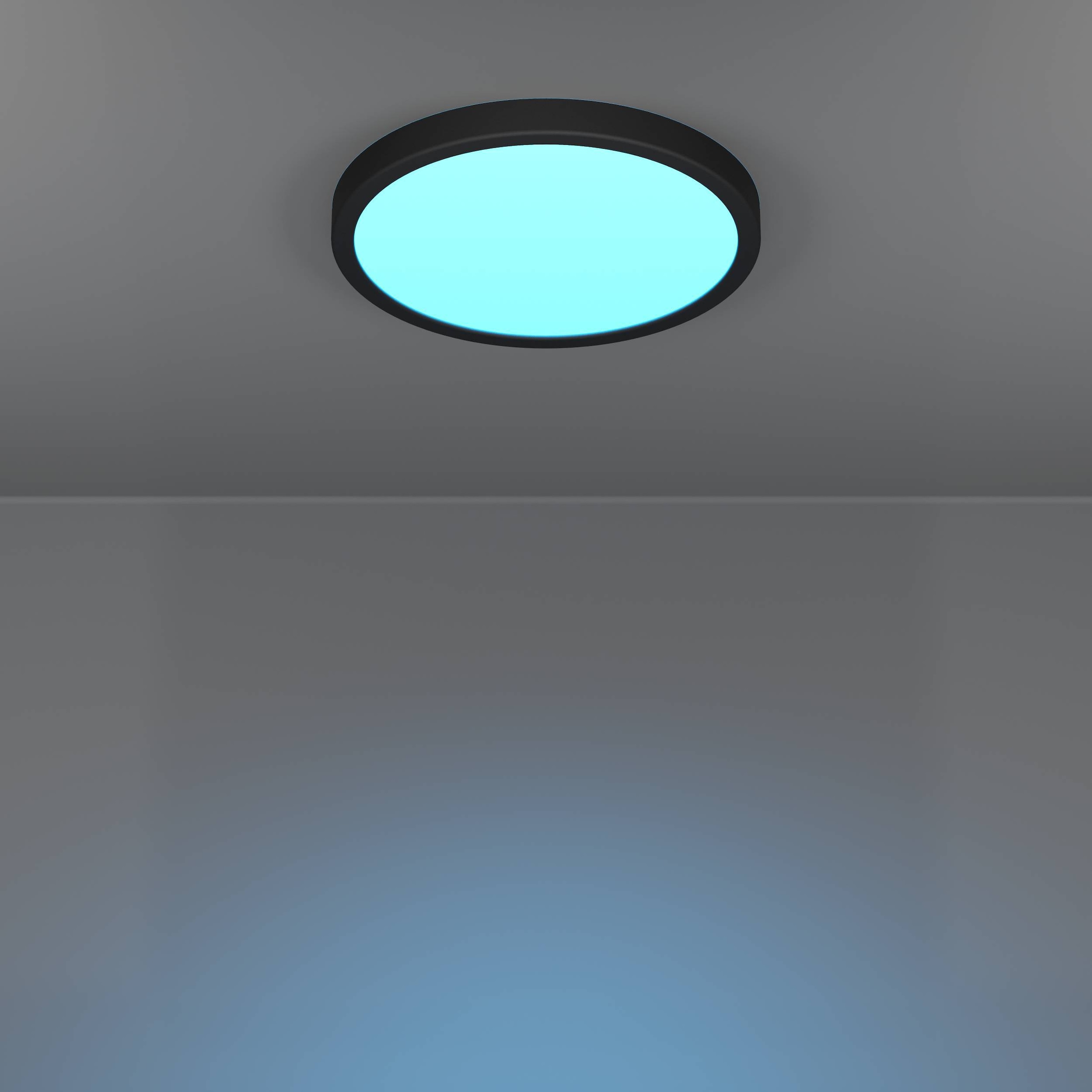 EGLO Aufbauleuchte »Fueva 6-Z Deckenlampe, ZigBee, App und Sprachsteuerung, Badlampe, IP44« LED-Modul 1 Stk. Kaltweiß | RGB Aufbauleuchte - H2,5 x Ø27,8 cm - schwarz - 14,3W inkl.