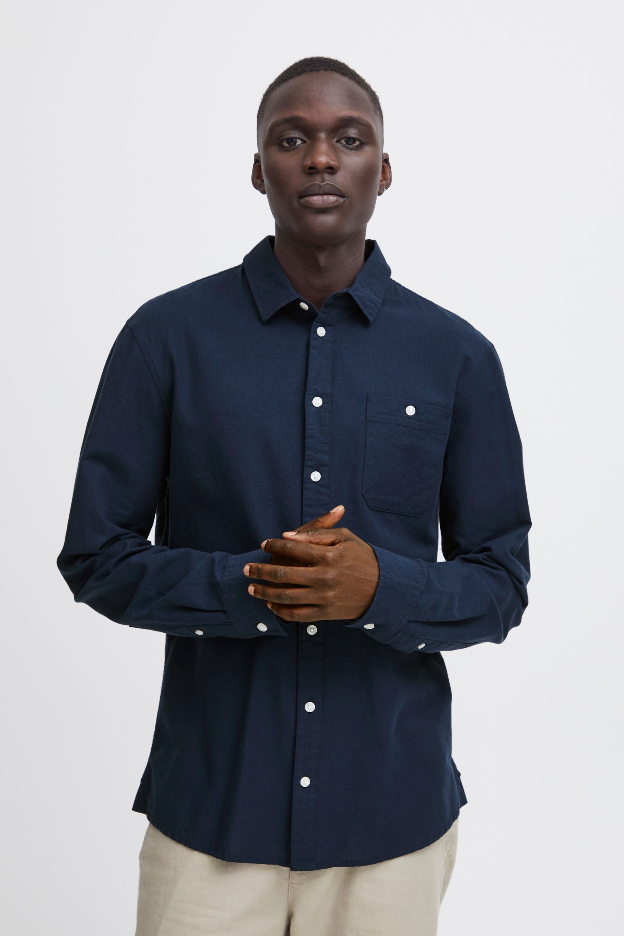 Blend Langarmhemd "BHShirt", Stilvolles Langarmhemd mit Brusttasche aus Lei günstig online kaufen