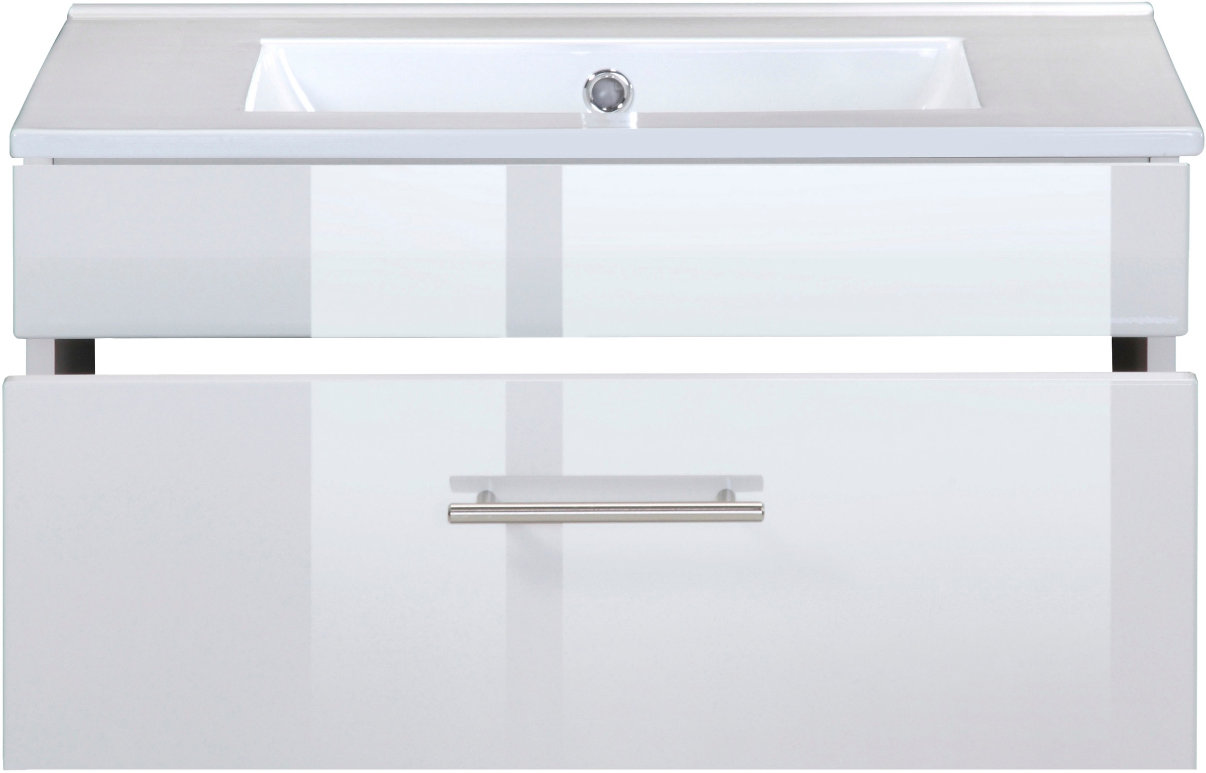 welltime Waschtisch »Trento Light, 60cm, 80cm, 100cm, Keramik-Auflagebecken«, 1 feste Blende und 1 Auszug