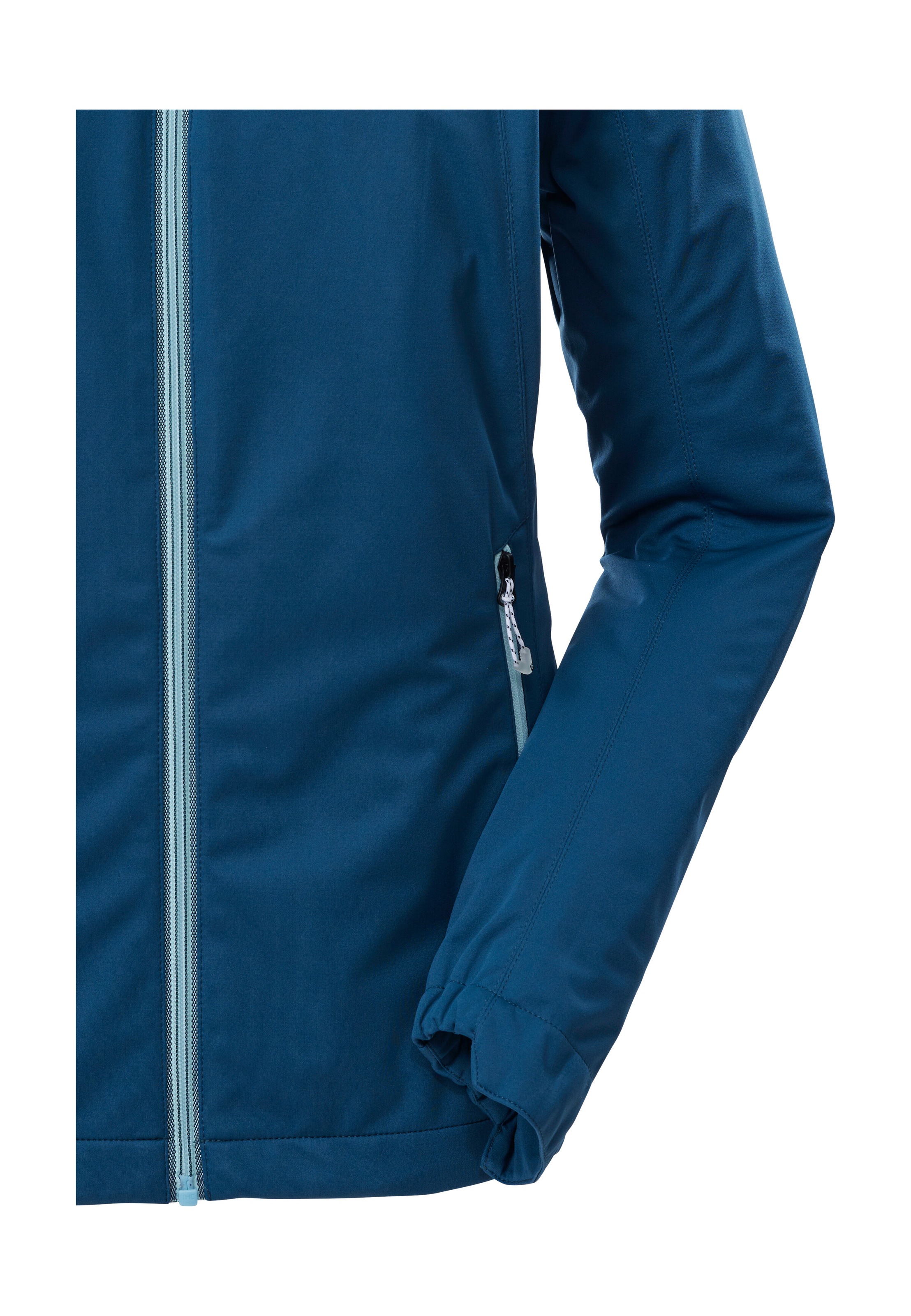 Softshelljacke KILLTEC "KOS 69 WMN SFTSHLL JCKT", Damen, Gr. 40, ocean, Oberseite: 100% Polyester;Rückseite: 100% Polyester, Jacken Softshelljacke, Winddichte, wasserabweisende Damenjacke mit abnehmbarer Kapuze 3