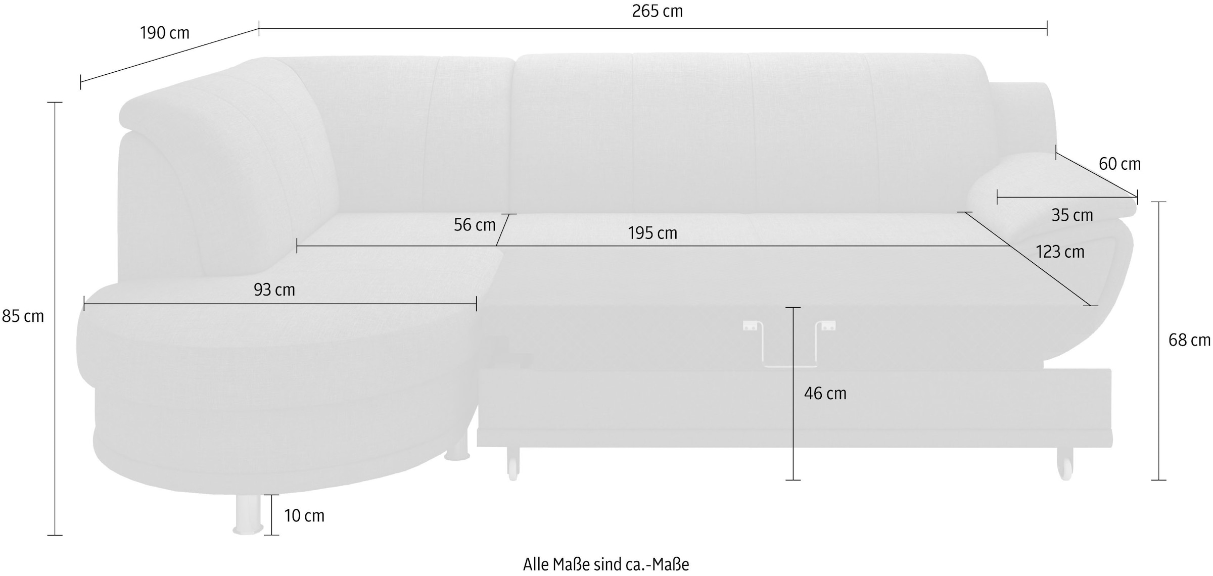 TRENDMANUFAKTUR Ecksofa »Rondo, zeitlos und elegant, bequem, L-Form«, wahlweise mit Federkern, wahlweise mit Bettfunktion