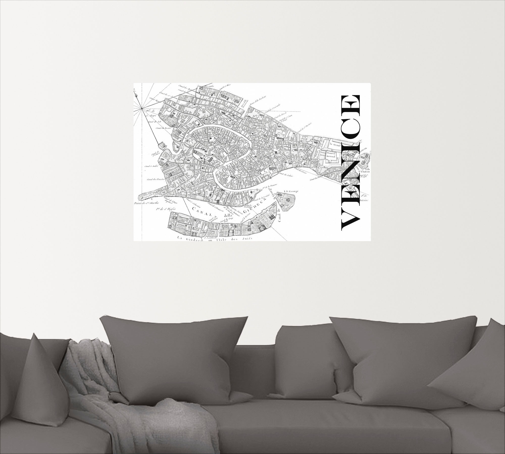 Artland Wandbild »Venedig Karte Straßen Karte«, Italien, (1 St.), als Alubild, Leinwandbild, Wandaufkleber oder Poster in versch. Größen