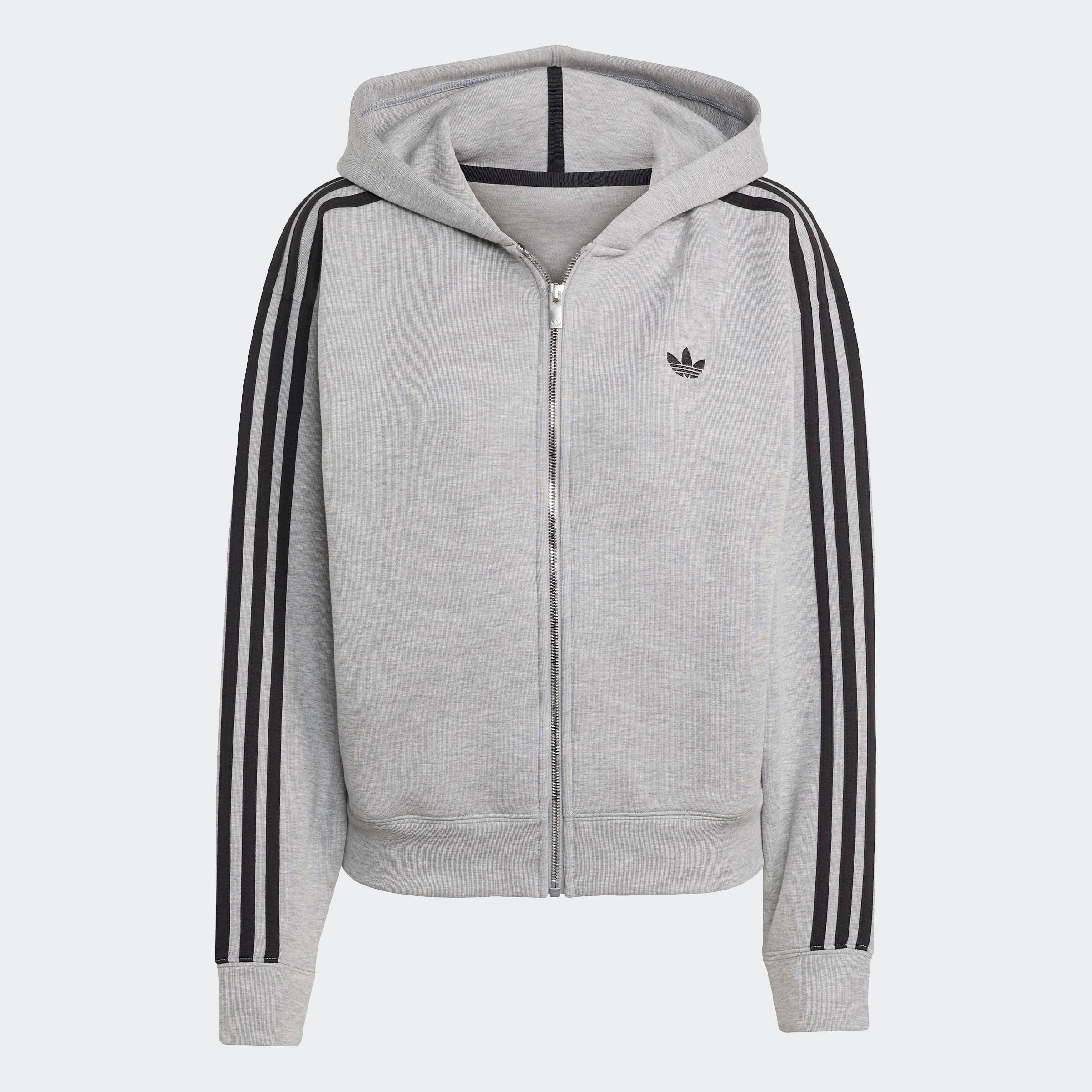 adidas Originals Sweatjacke »ADICOLOR 3-STREIFEN SPACER MIT DURCHGEHENDEM REISSVERSCHLUSS« mit Kapuze, aus Baumwolle und Polyester, für Alltag