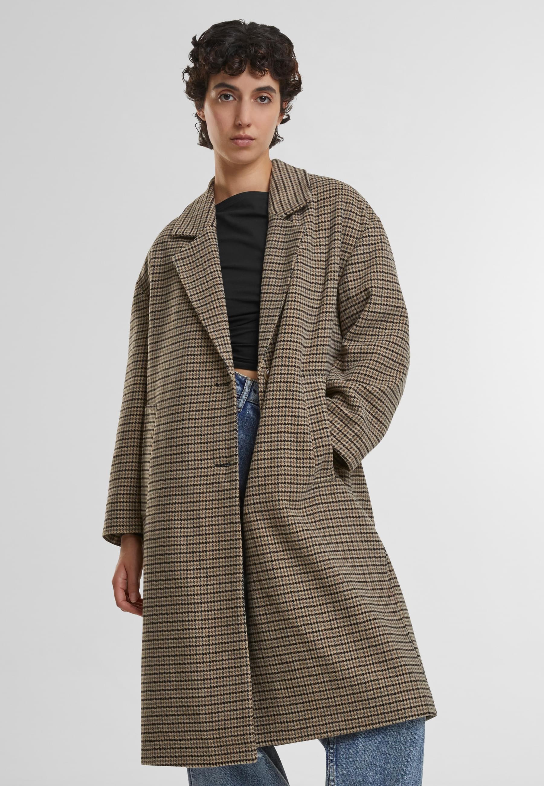 Thumbnail - URBAN CLASSICS Winterjacke "Urban Classics Ladies Oversized Plaid Coat" 1 Stk. tlg. ohne Kapuze