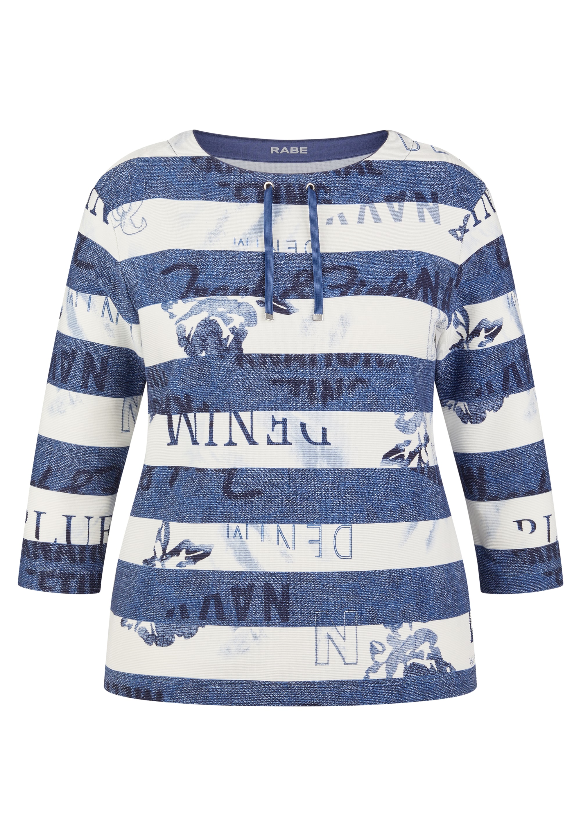 Rabe 3/4-Arm-Shirt, mit Streifenmuster und Print