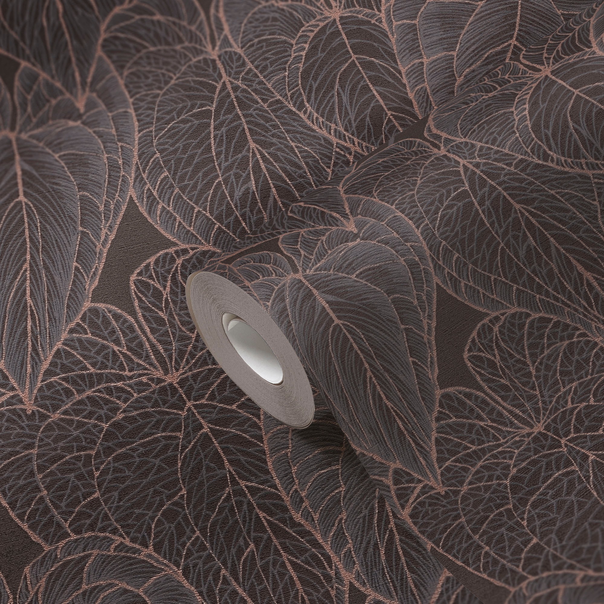 living walls Vliestapete »Tropen-Tapete - Blättermuster modern glänzend« leicht glänzend strukturiert Elegante Vliestapete mit tropischem Blättermuster