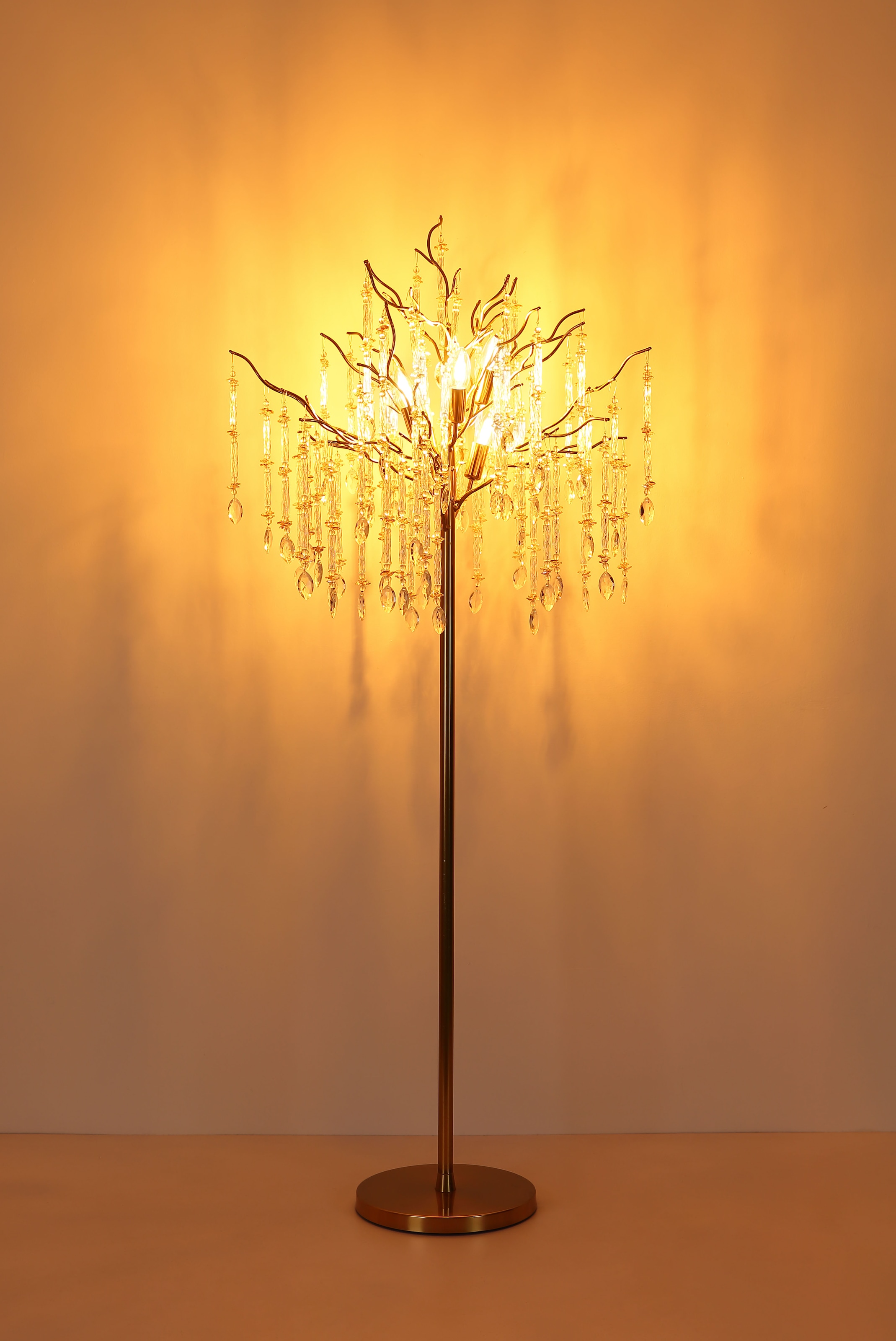 GLOBO LIGHTING Stehlampe »GLORIA« E14 1 Stk. Stehlampe in Gold matt mit warmem Kristalllicht