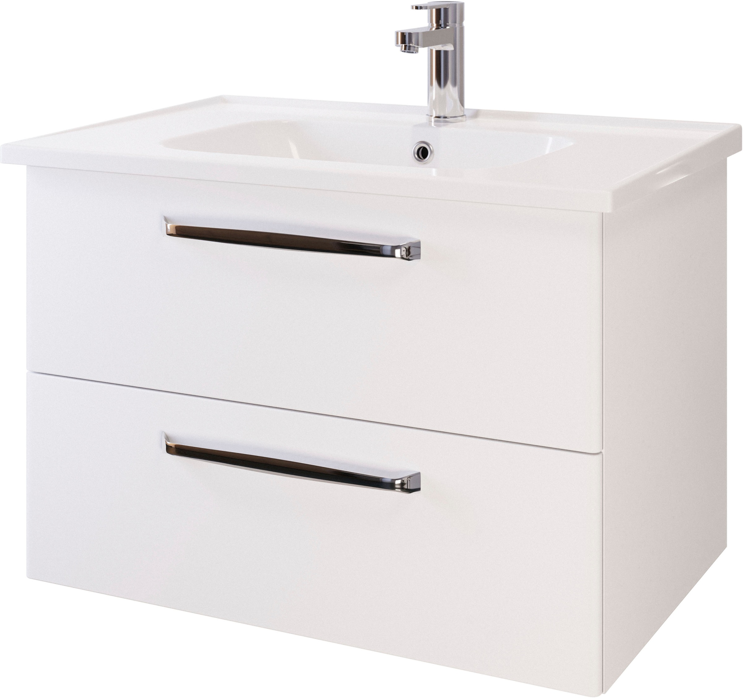 Saphir Badmöbel-Set »Trentino 2-teilig Keramik-Waschtisch, Spiegelschrank mit LED-Profil«, (3 St.), Badmöbel-Set 79cm breit, inkl. Türdämpfer, 3 Türen, 2 Auszügen