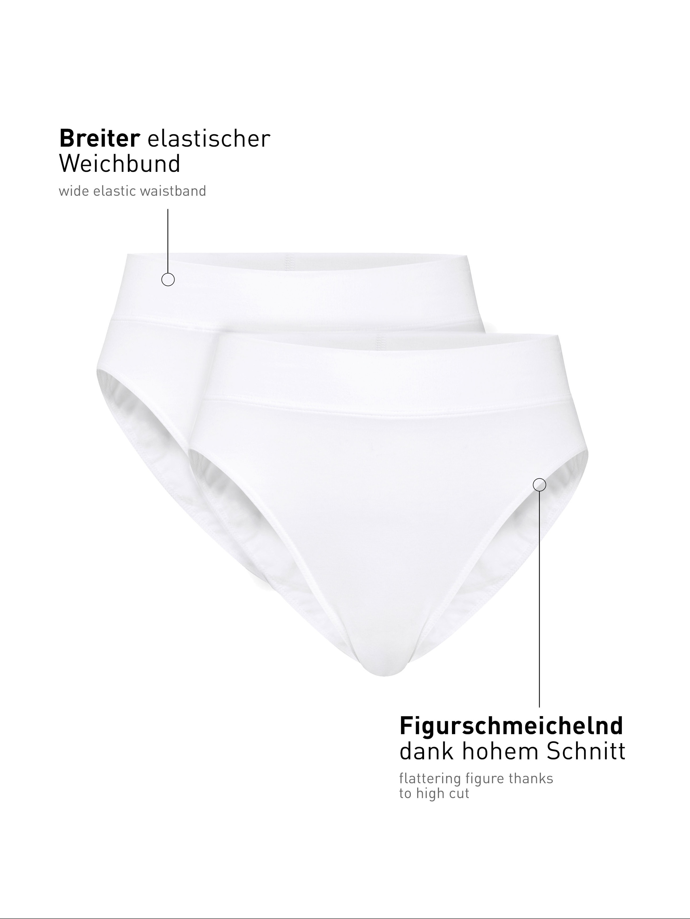 CALIDA High-Waist-Slip »Elastic Duopack«, (2er Pack), breiter Softbund, elastisch, atmungsaktiv, weich