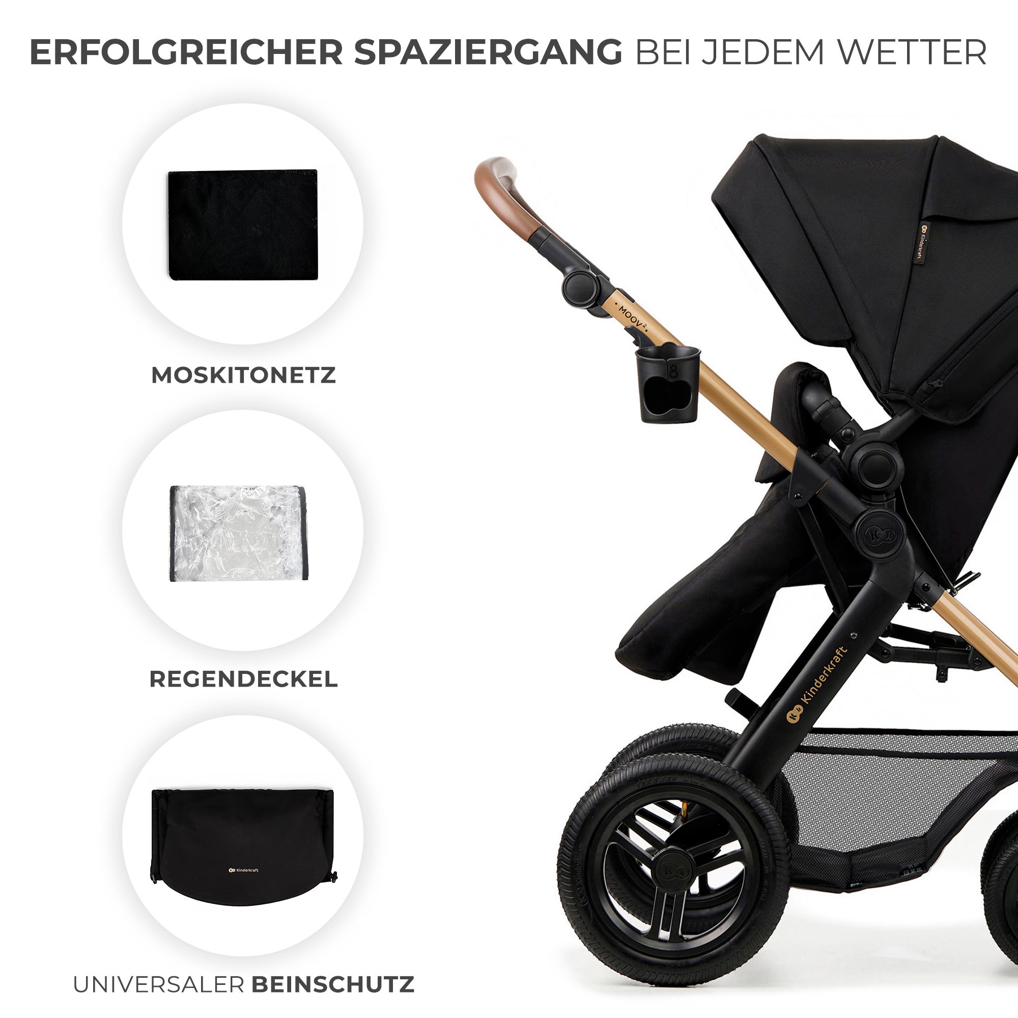 Kinderkraft Kombi-Kinderwagen »MOOV 2 4in1 AIR«, 27 kg, mit Luftreifen