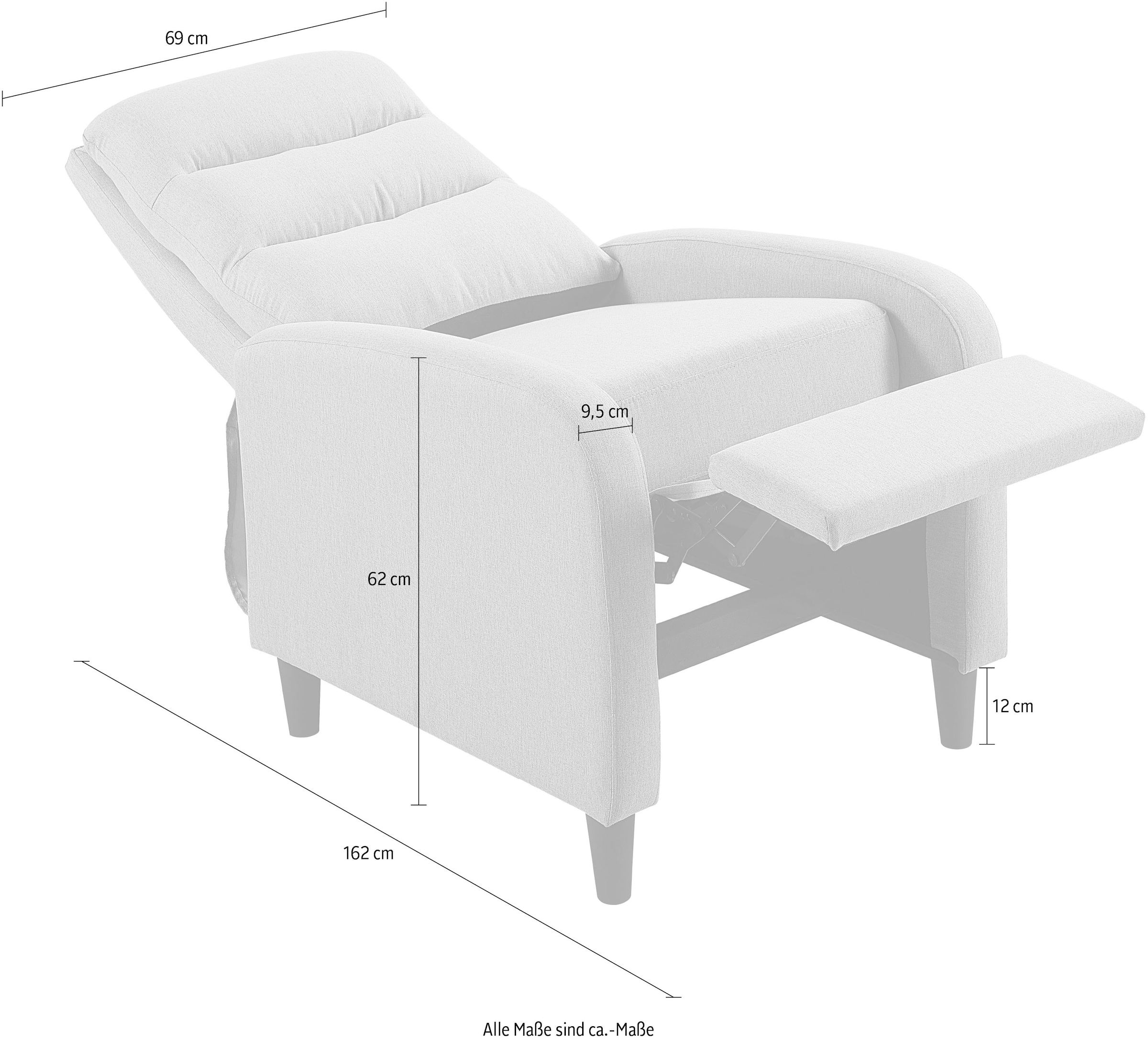 ATLANTIC home collection Relaxsessel »Tiago«, mit Körperdruck aktivierbarer Relaxfunktion, Wellenunterfederung