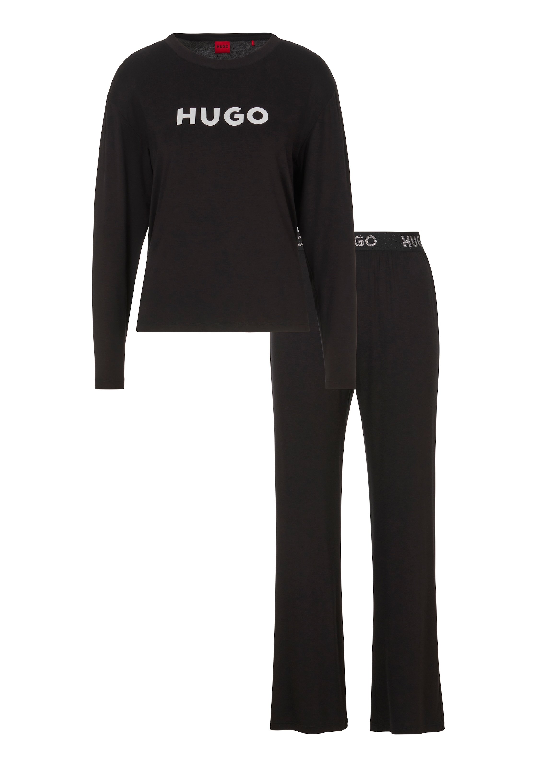 HUGO Underwear Pyjama "NITE LONG SET 10", (Set, 2 tlg., 2er-Set), mit HUGO-Logoschriftzug