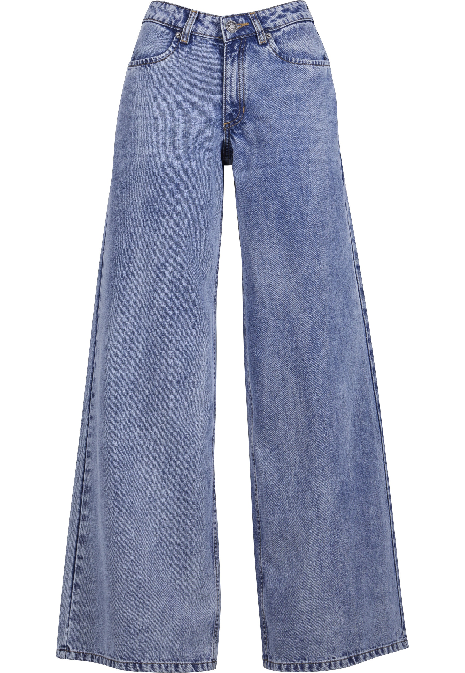 URBAN CLASSICS Bequeme Jeans "Urban Classics Damen Ladies Mid Waist Wide Denim"