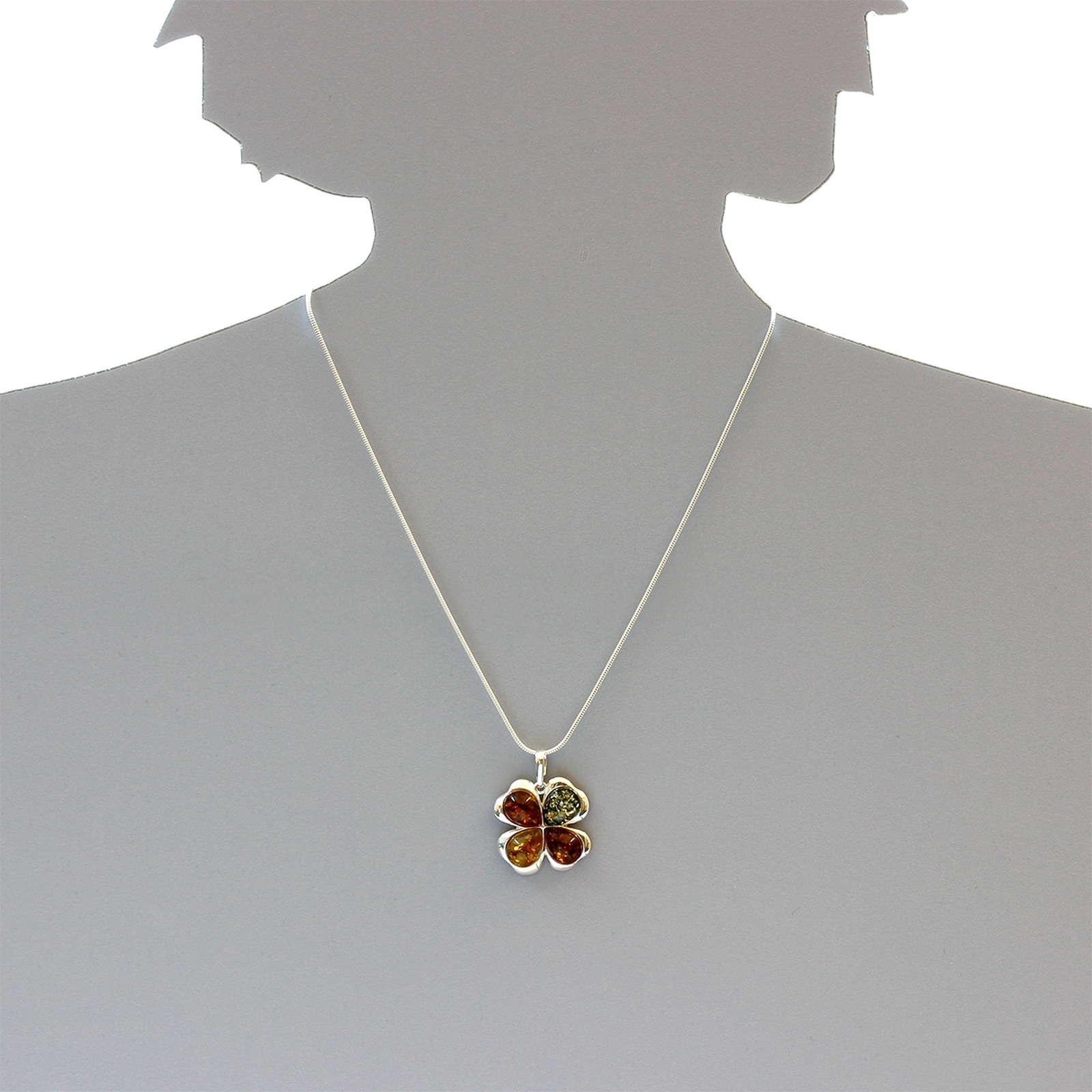 OSTSEE-SCHMUCK Kette mit Anhänger »- Kleeblatt - Silber 925/000 - Bernstein«