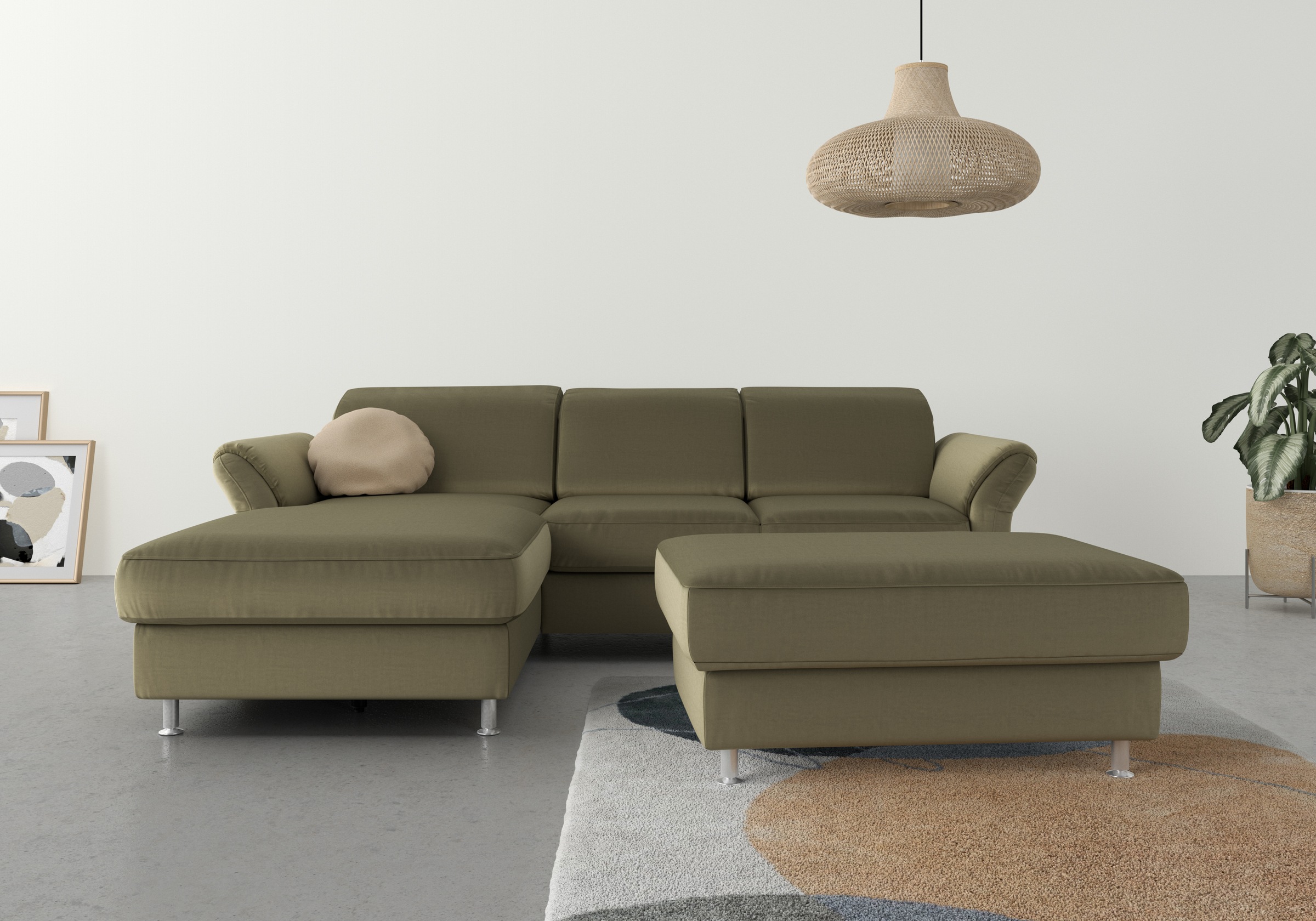 sit&more Ecksofa »Apulia L-Form«, wahlweise Bettfunktion, Bettkasten und Kopf- und Armteilverstellung