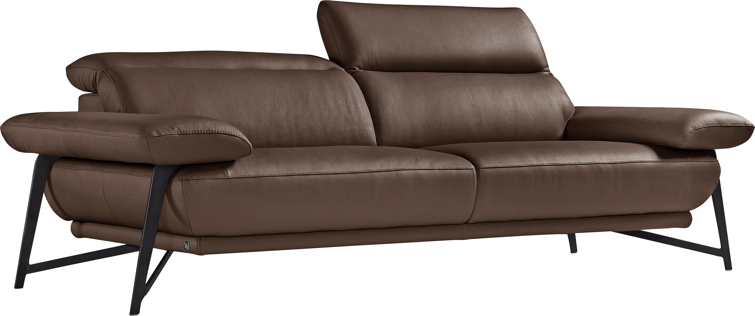 Egoitaliano 2,5-Sitzer »Anais, Designsofa mit erstklassigem Sitzkomfort, Fußfarbe schattengrau«, Kopfteil verstellbar, 232 cm, Leder BULL, chocolate
